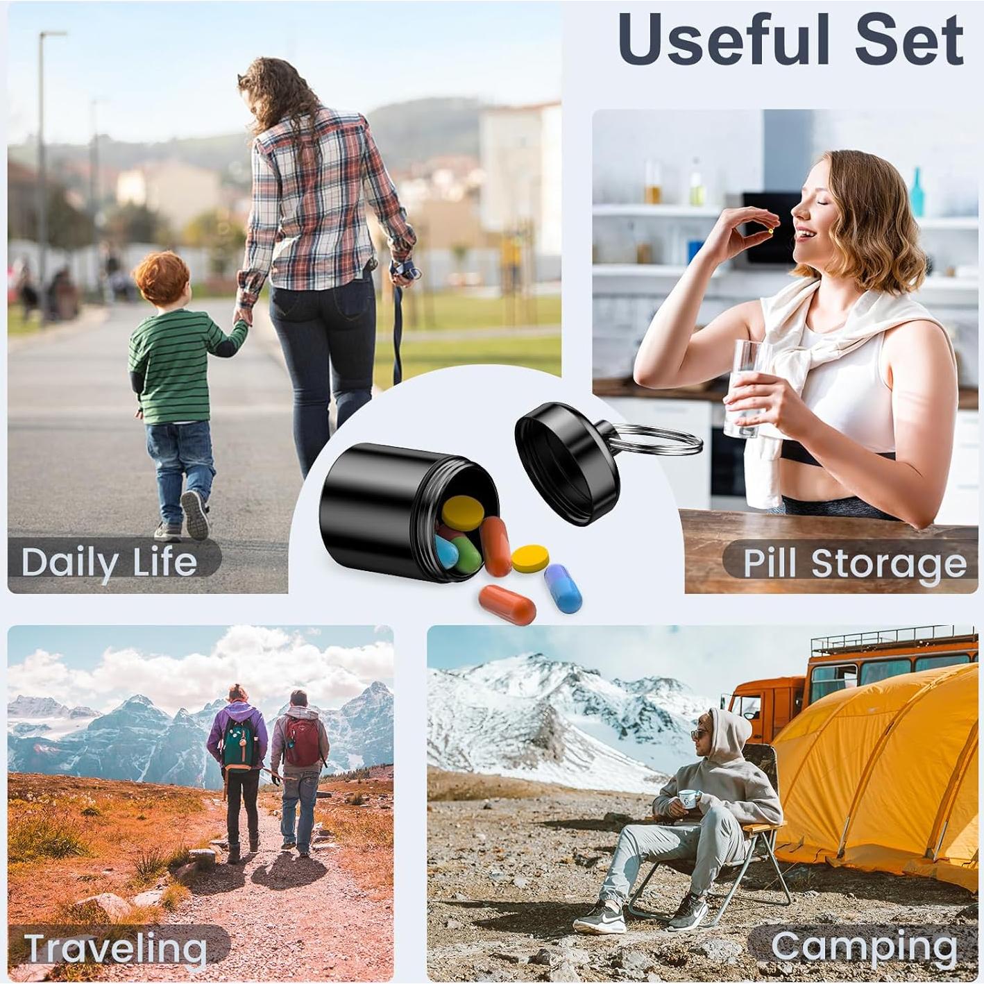 Estuche para Pastillas Portátil Nrevichng 2 Paquetes Negro y Gris