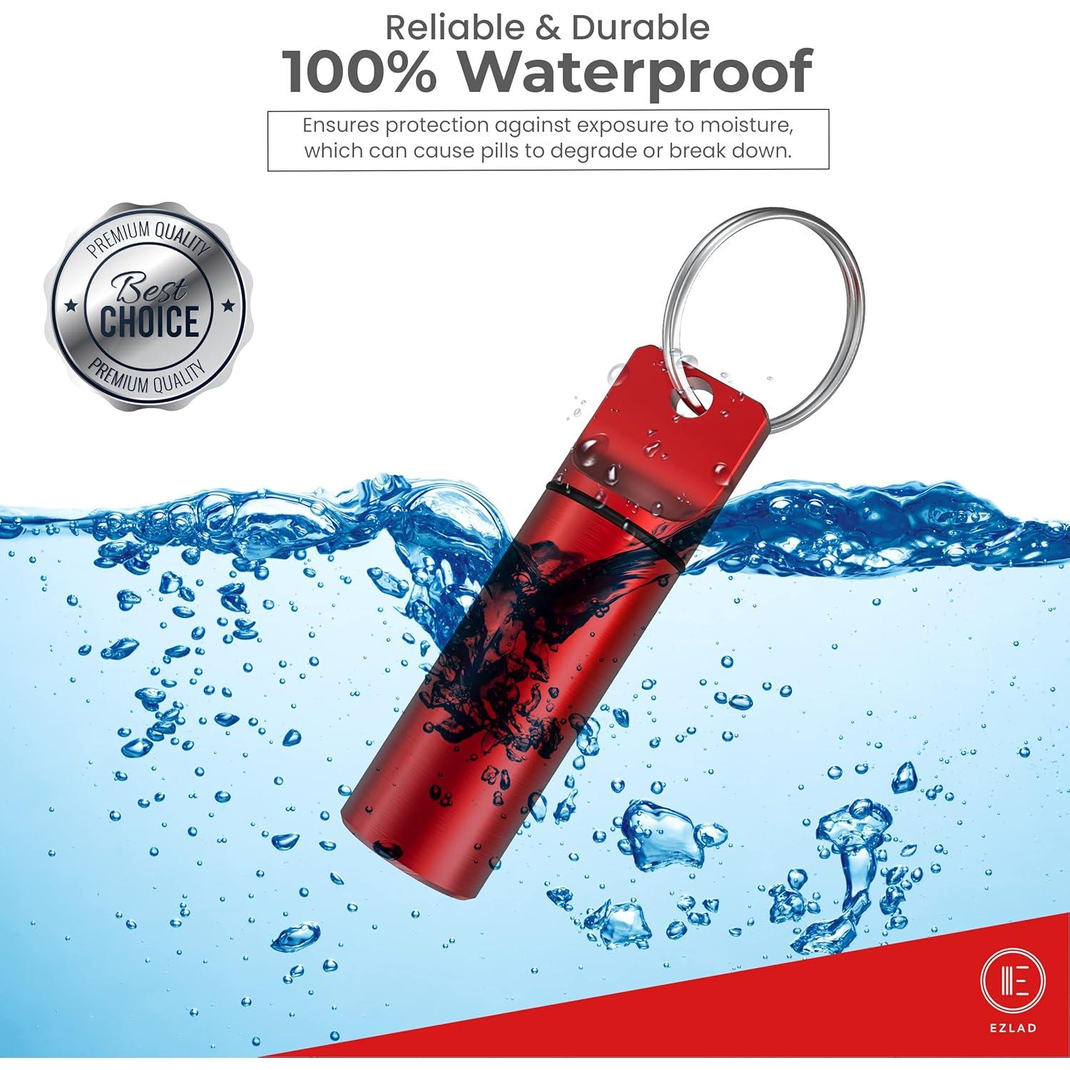 Portapíldoras de Llavero EZLAD - Paquete de 5, Aluminio a Prueba de Agua