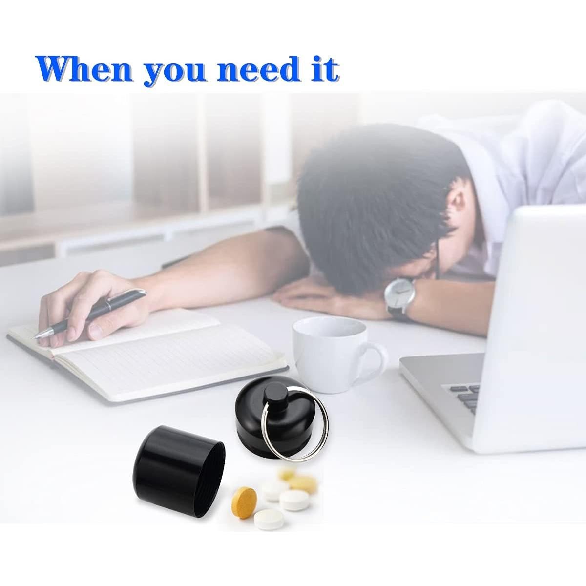 Contenedor de Pastillas Portátil FULLGUEEN Negro 3.5cm