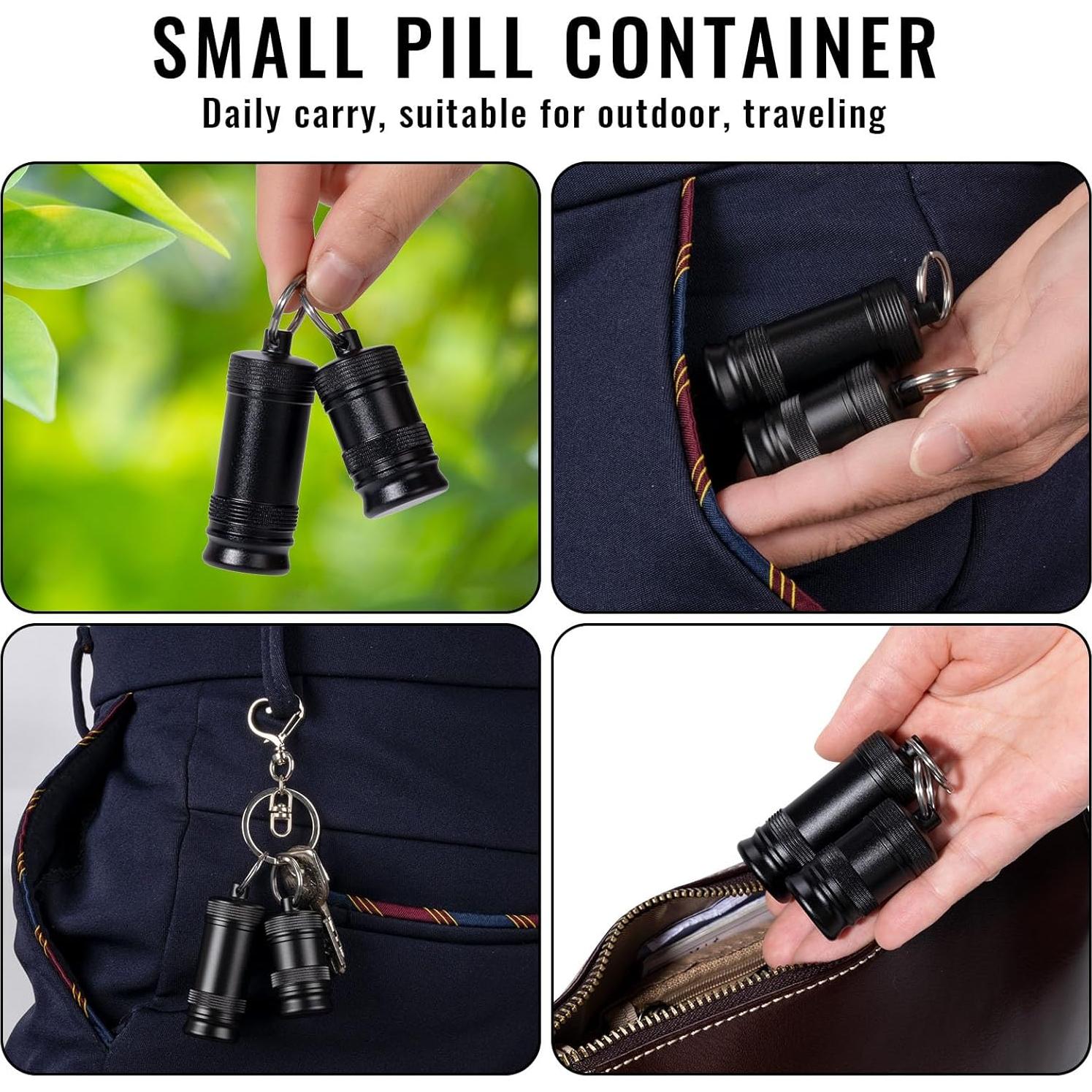 Porta píldoras llavero SOBAHIDO metálico impermeable 6.5x4.6cm