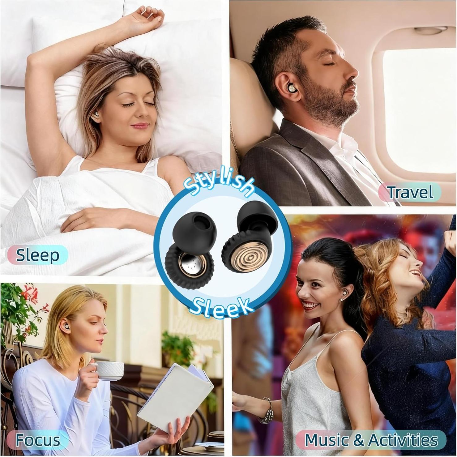 Tapones para Oídos COEHSFY 30dB Silicona Reutilizables 8 Puntas