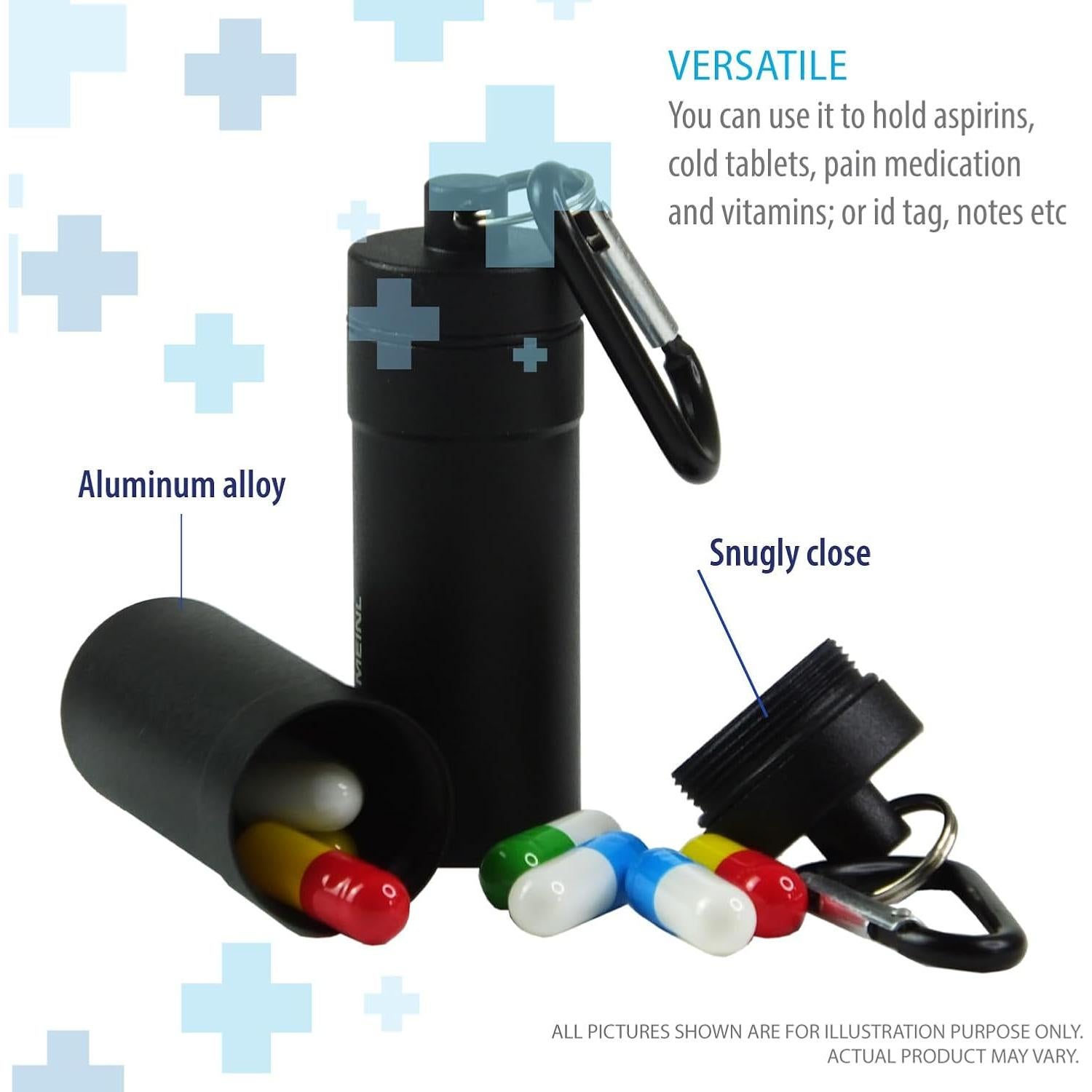 Portapíldoras Impermeable Deke Home - Estuche Aluminio 2 Unidades