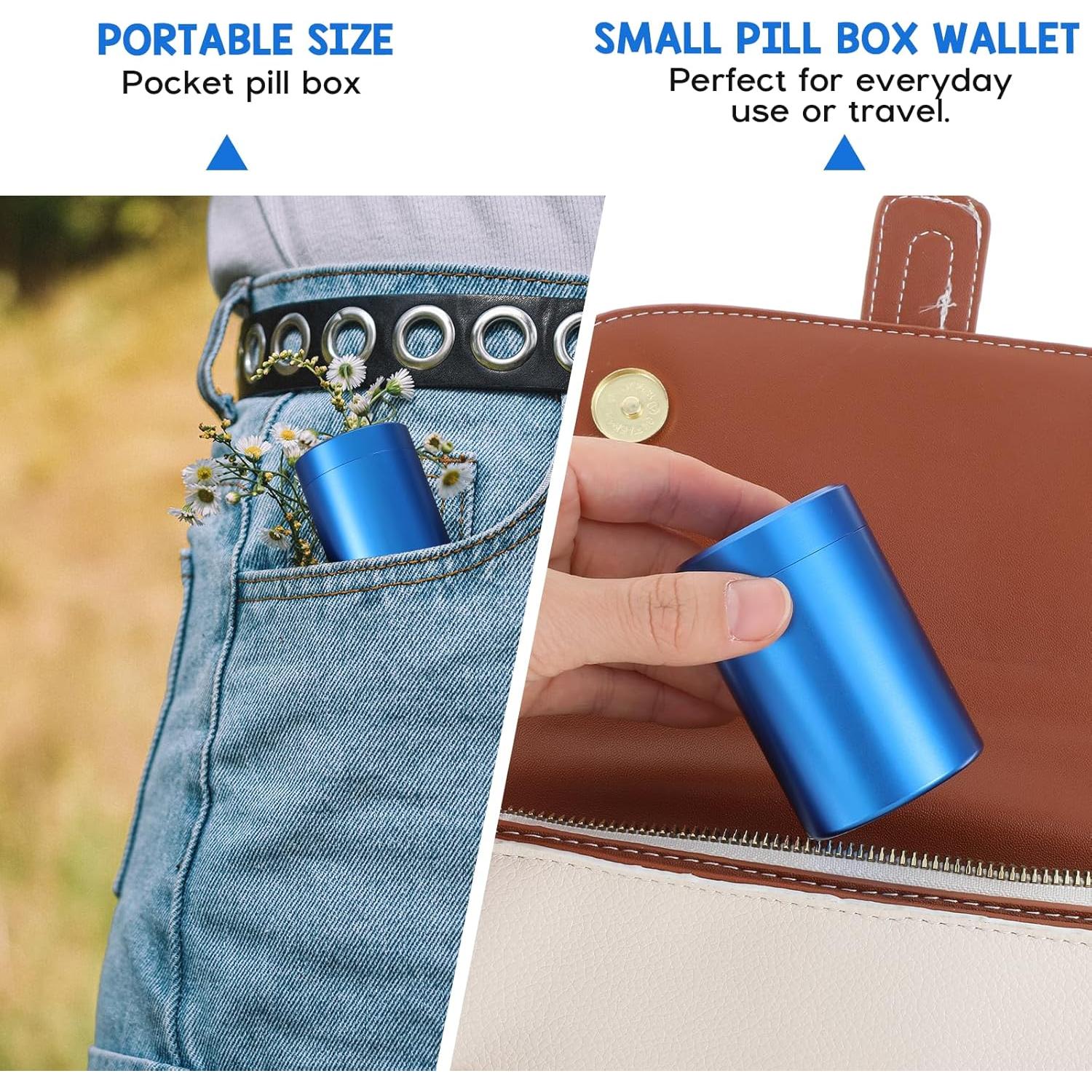 Caja de Pastillas Portátil WLLHYF Azul 6.8x4.5cm A Prueba de Agua