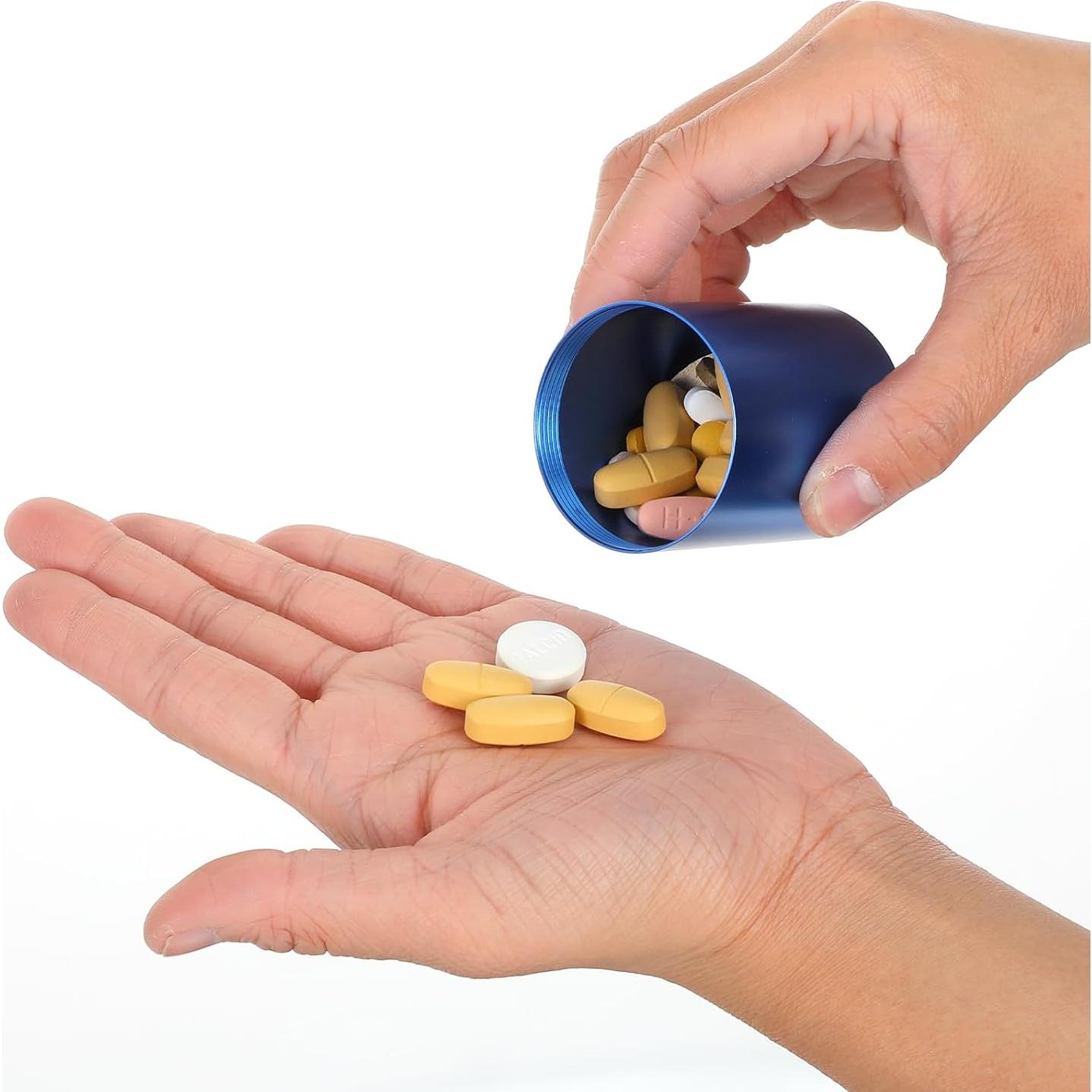 Caja de Pastillas Portátil WLLHYF Azul 6.8x4.5cm A Prueba de Agua