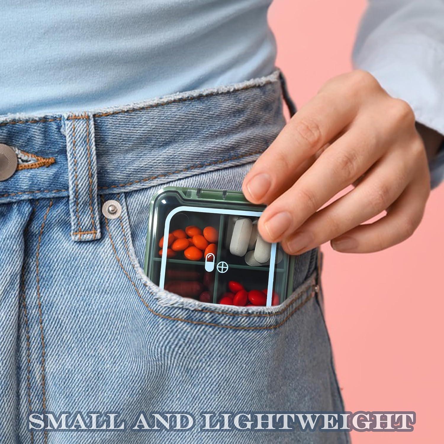 Caja de Pastillas Quacc Verde Organizador Portátil 4 Compartimentos