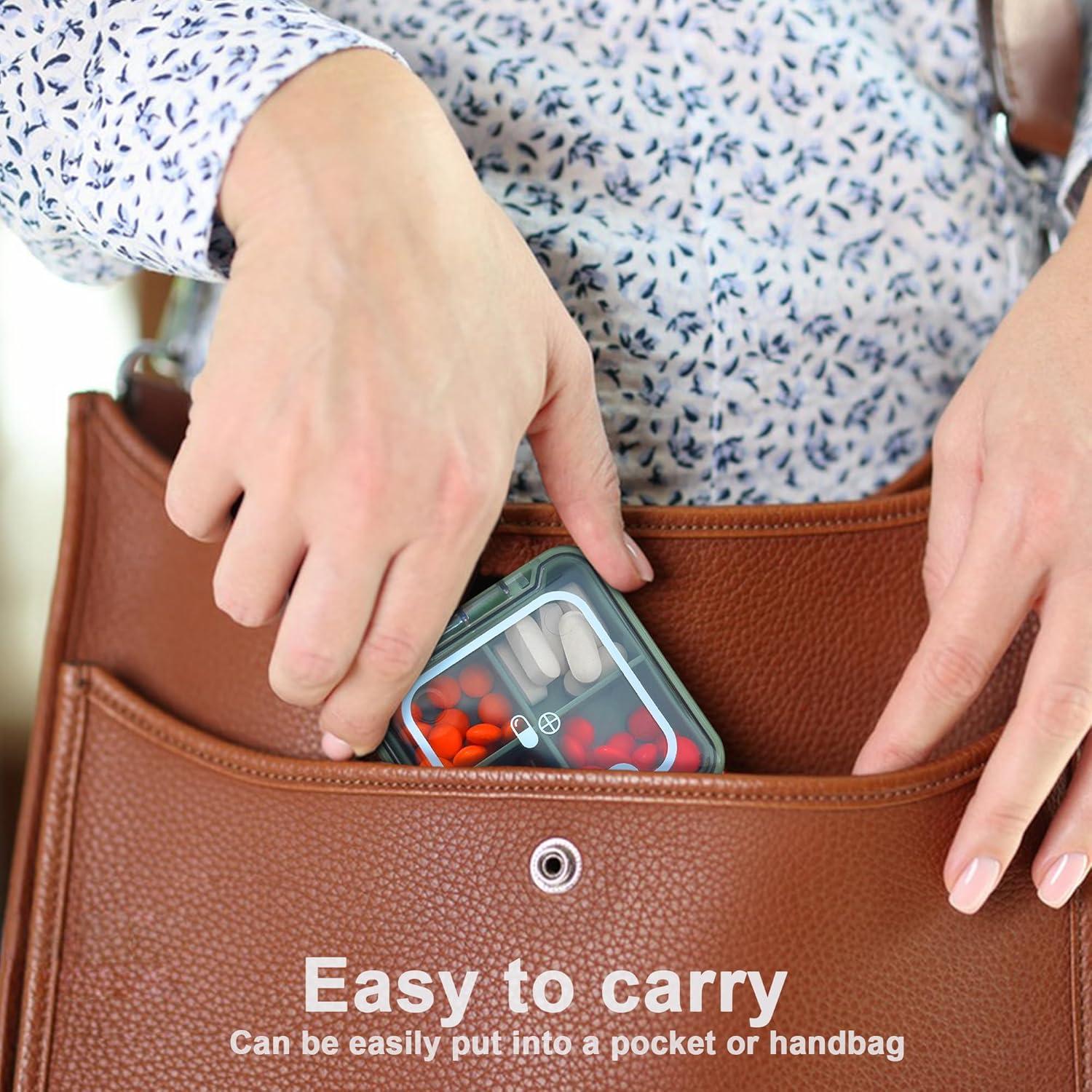 Caja de Pastillas Quacc Verde Organizador Portátil 4 Compartimentos