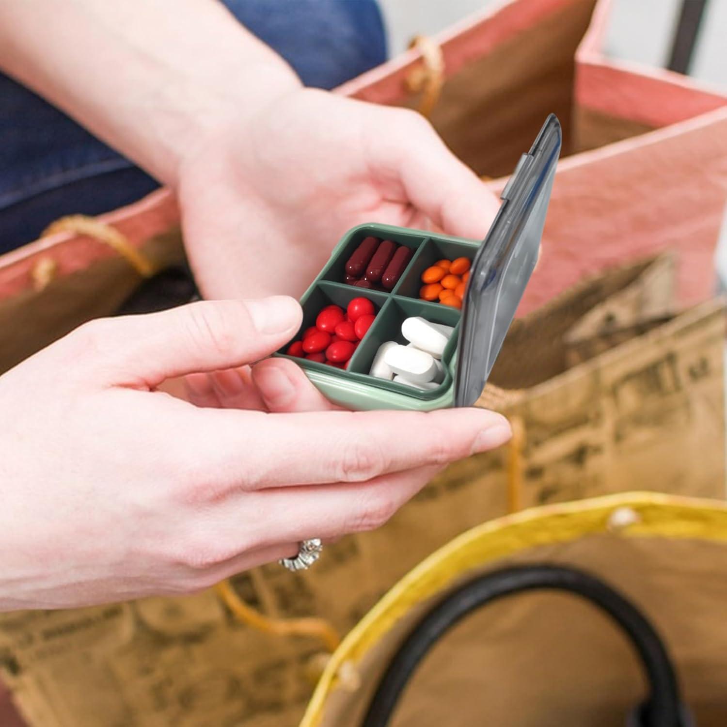 Caja de Pastillas Quacc Verde Organizador Portátil 4 Compartimentos