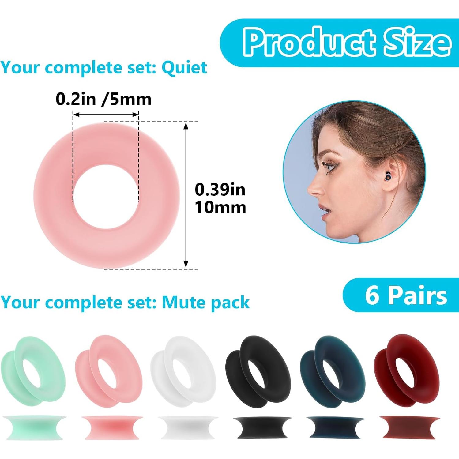 Paquete de 12 Tapones para Oídos Silicona Gjinxi 580808_1