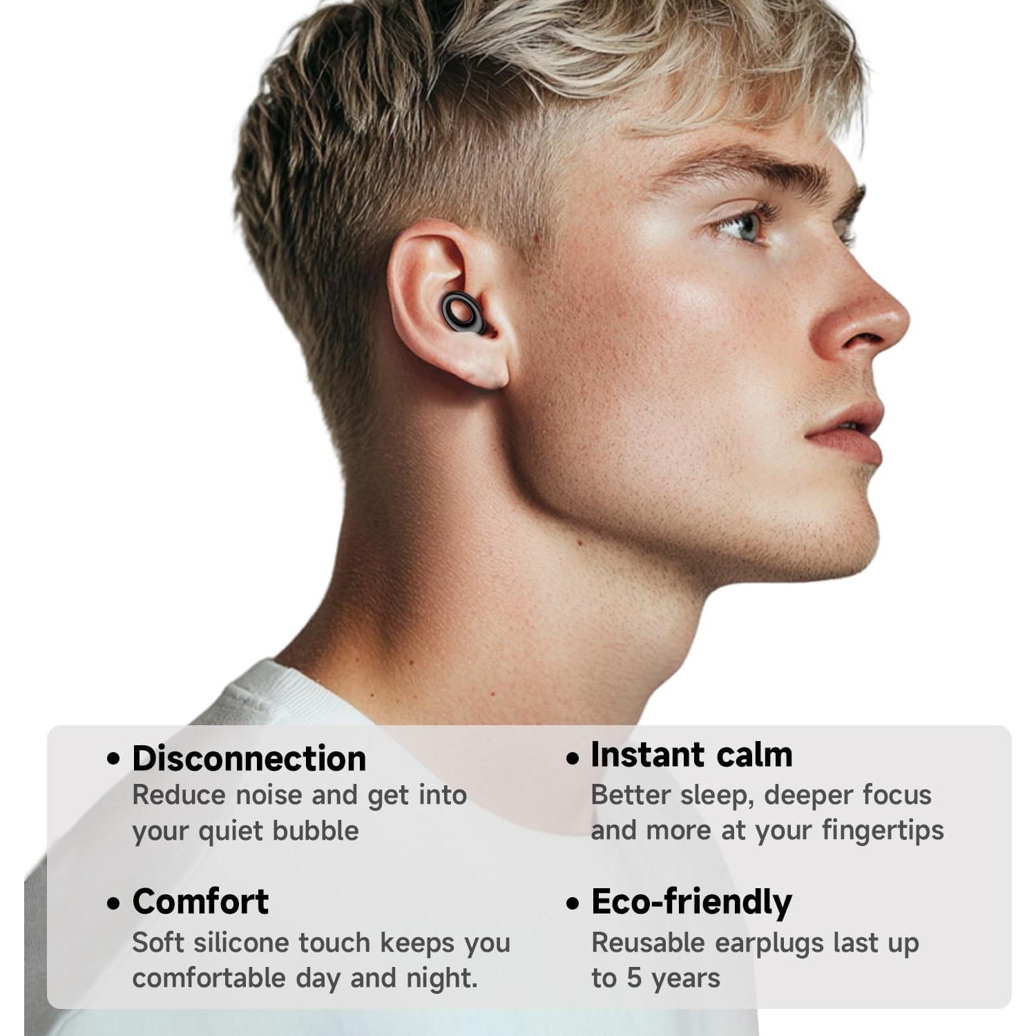 Tapones para Oídos Masajoy Silicona Reutilizables 30dB Negro