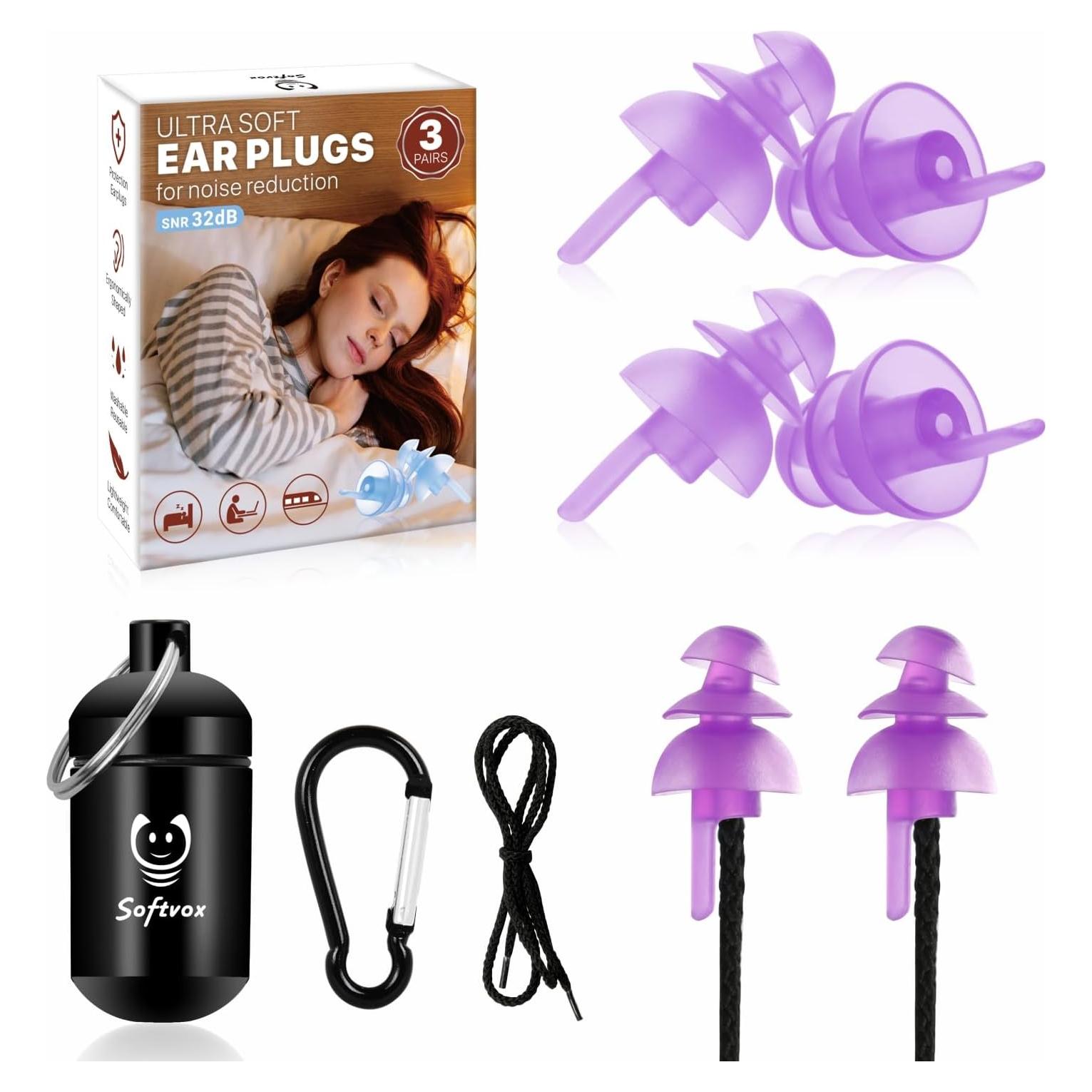 Tapones para dormir Softvox V4PL 3 pares reutilizables 32dB