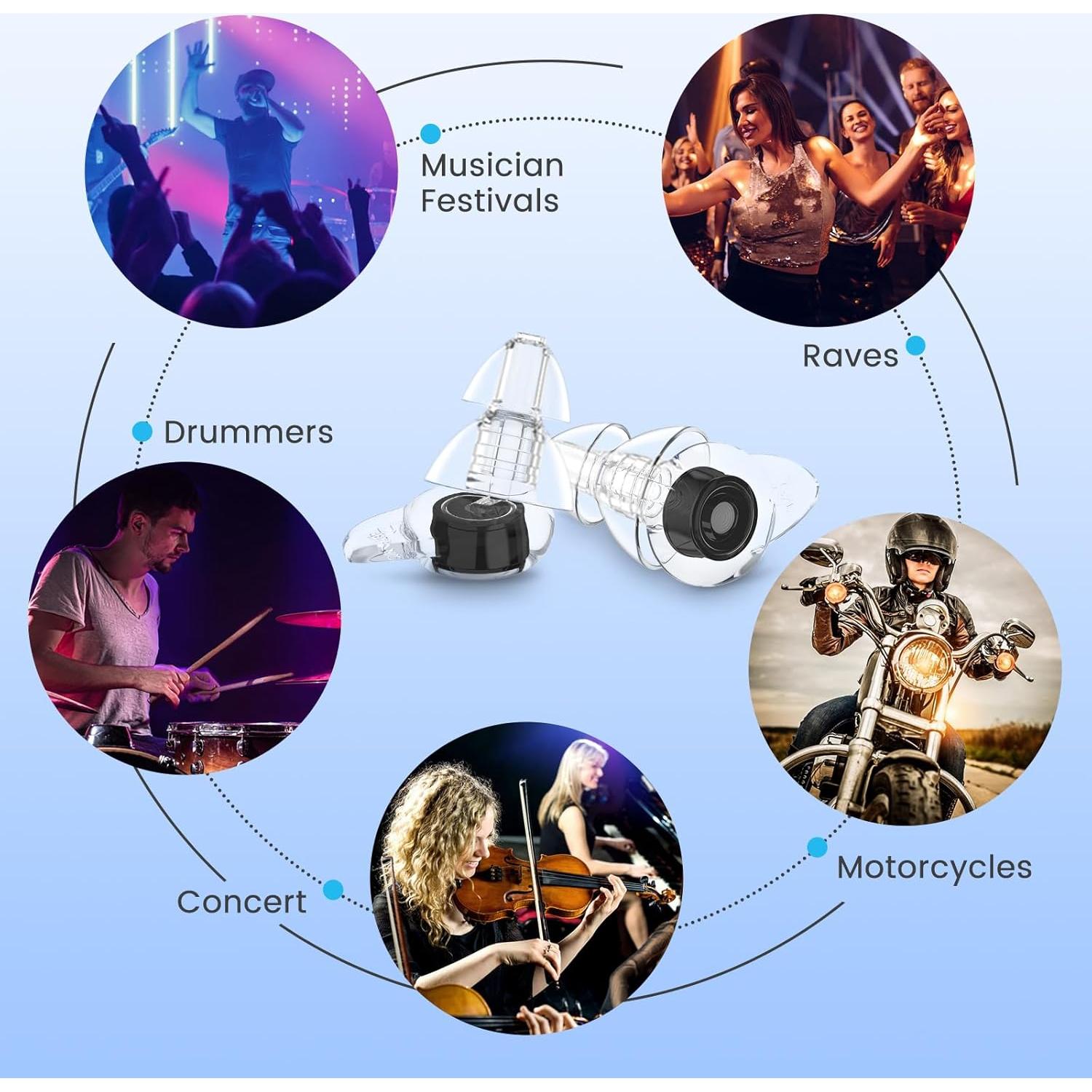 Tapones para Oídos ZDMATHE Silicona Reutilizables 23dB