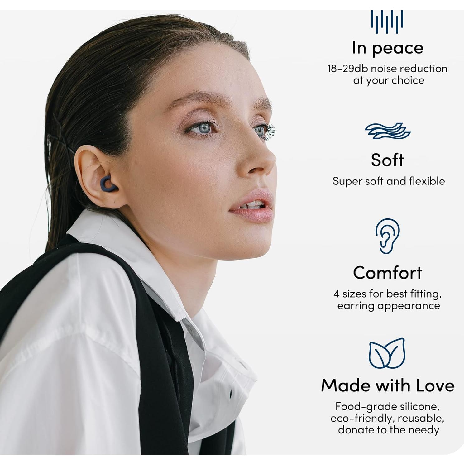 Tapones de Oído Audree Soft Azul, Reutilizables, 28dB Reducción