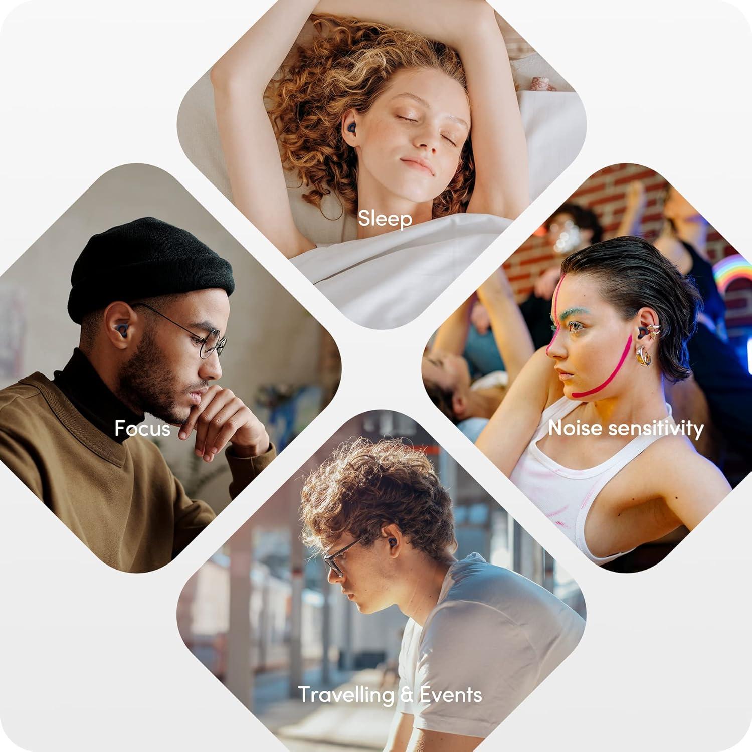 Tapones de Oído Audree Soft Azul, Reutilizables, 28dB Reducción