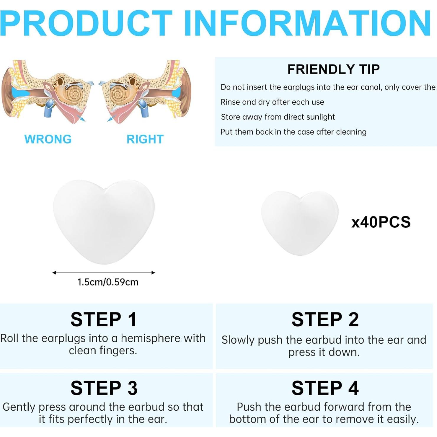 40 Tapones de Silicona Reutilizables EupHHonycs para Oídos