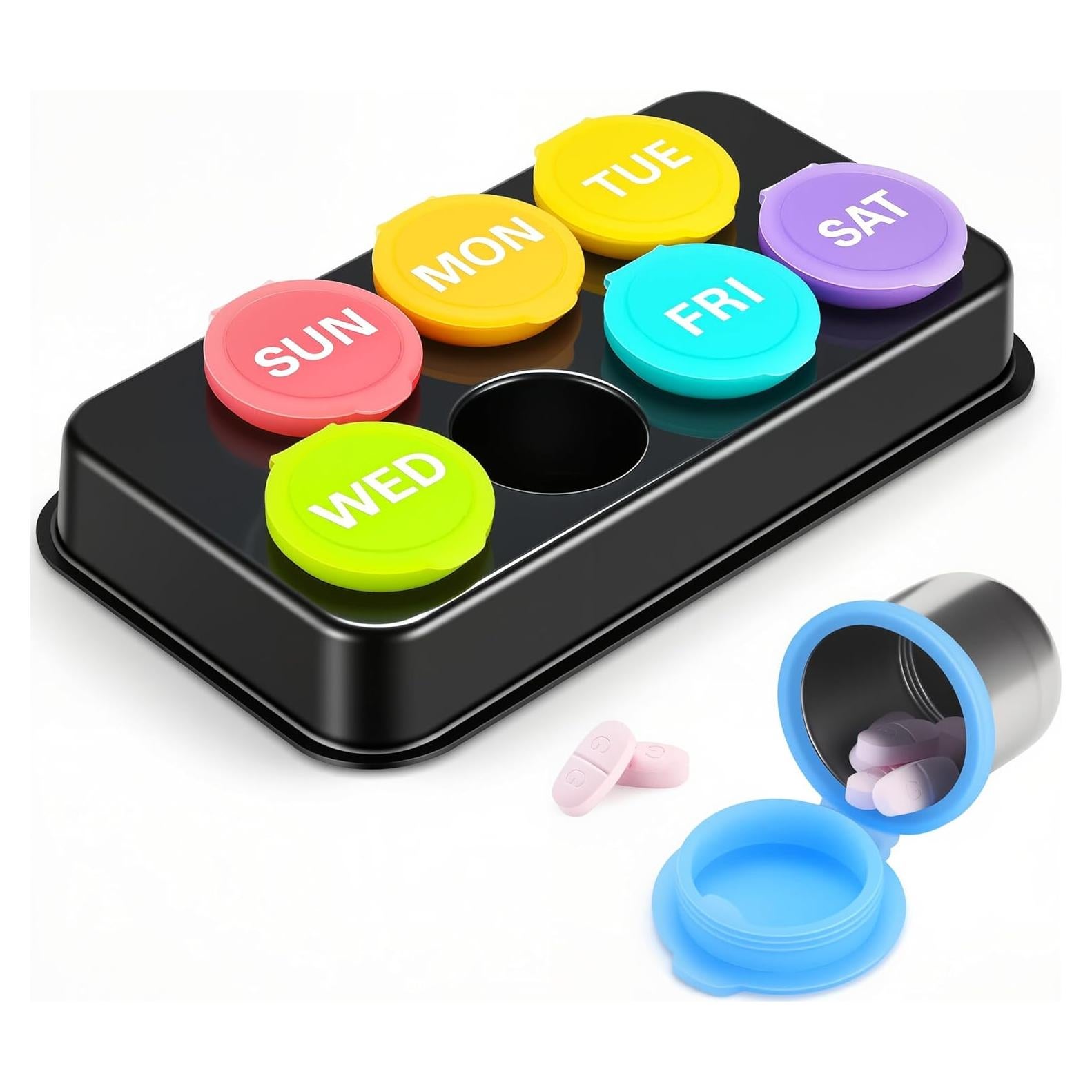 Estuche de Pastillas Metálico GIIYAA Semanal 7 Días Impermeable