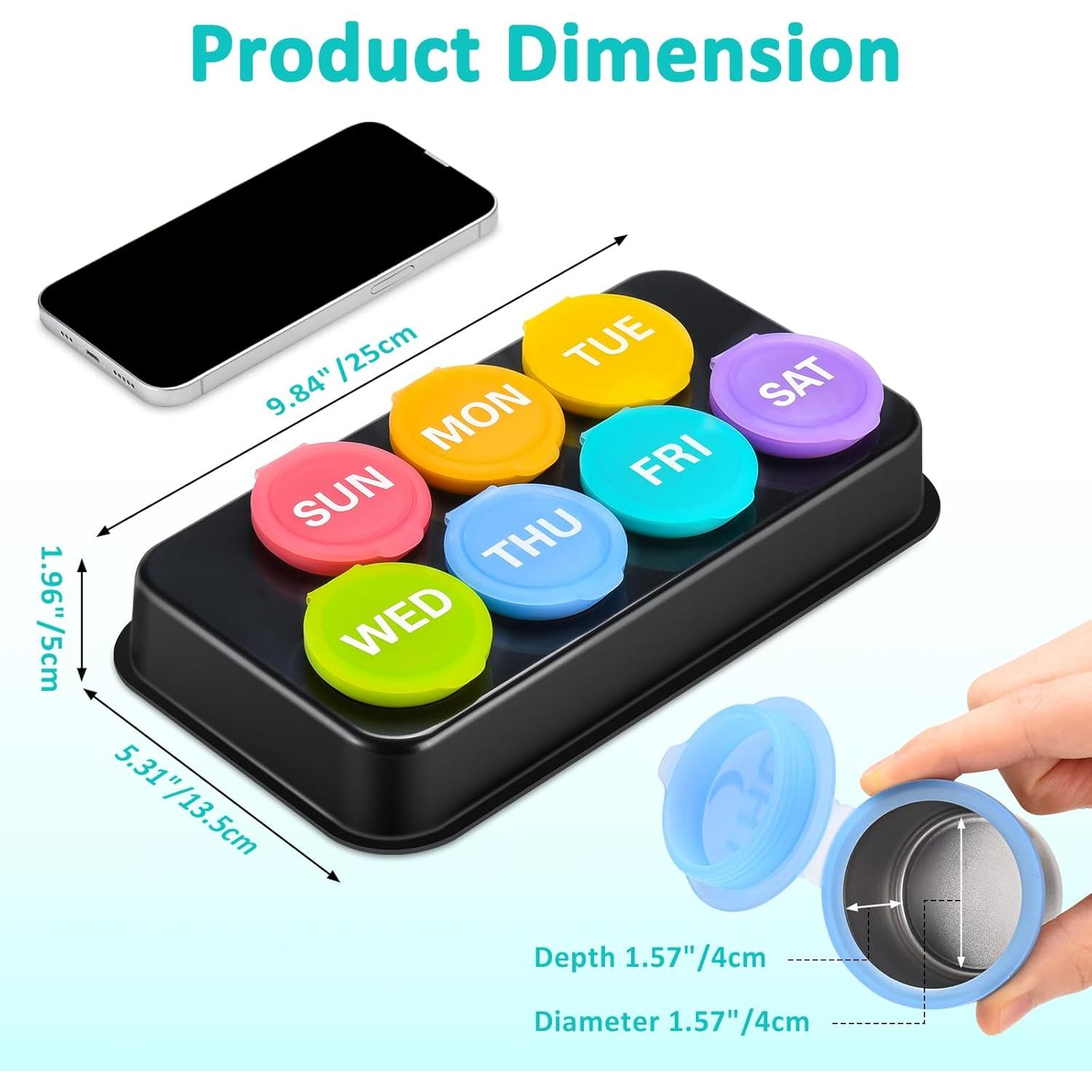 Estuche de Pastillas Metálico GIIYAA Semanal 7 Días Impermeable