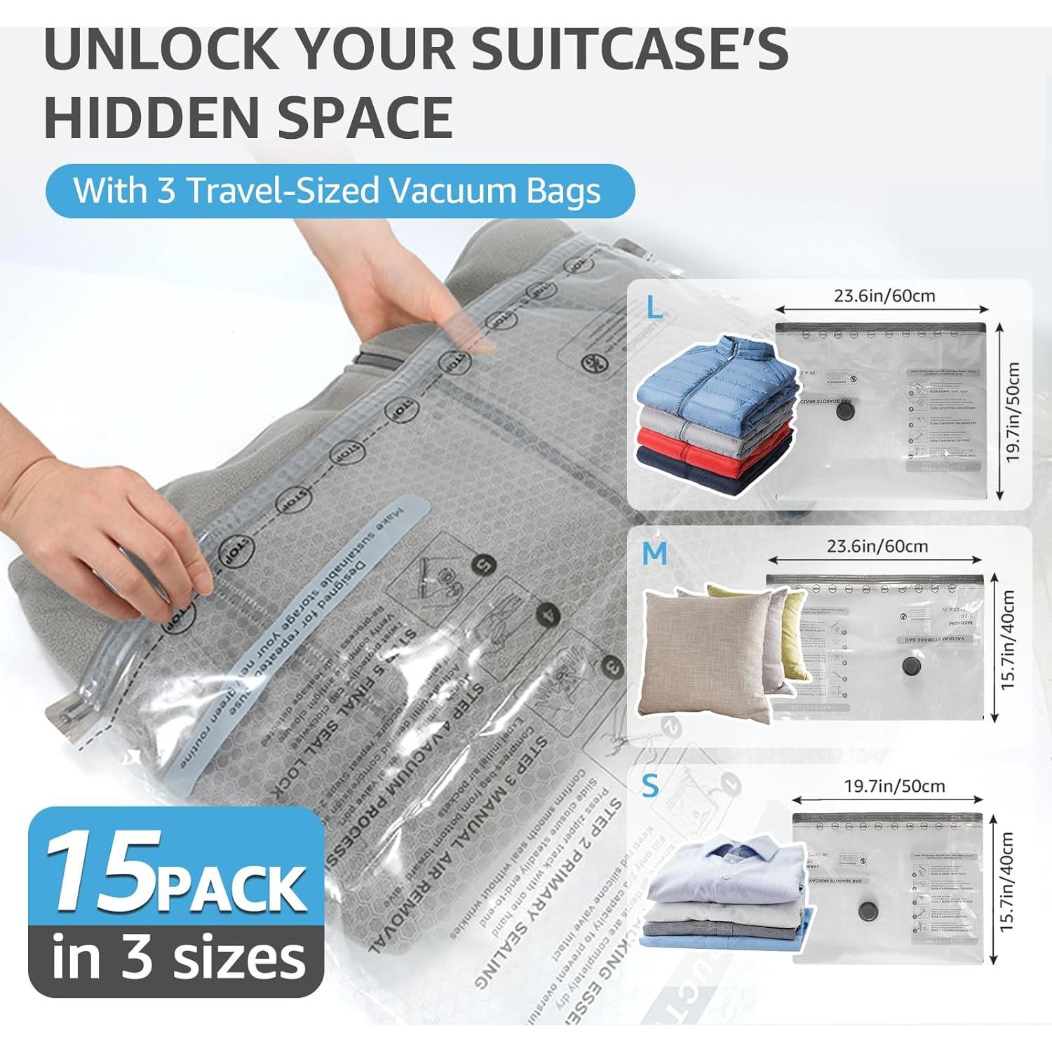 Bolsas de Vacío Wfiia 15 Piezas con Bomba Recargable