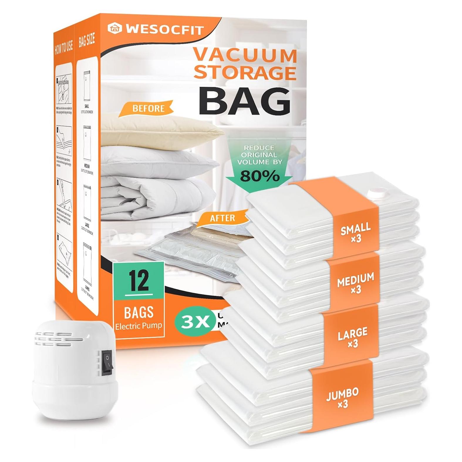 Paquete de 12 Bolsas de Almacenamiento al Vacío WESOCFIT