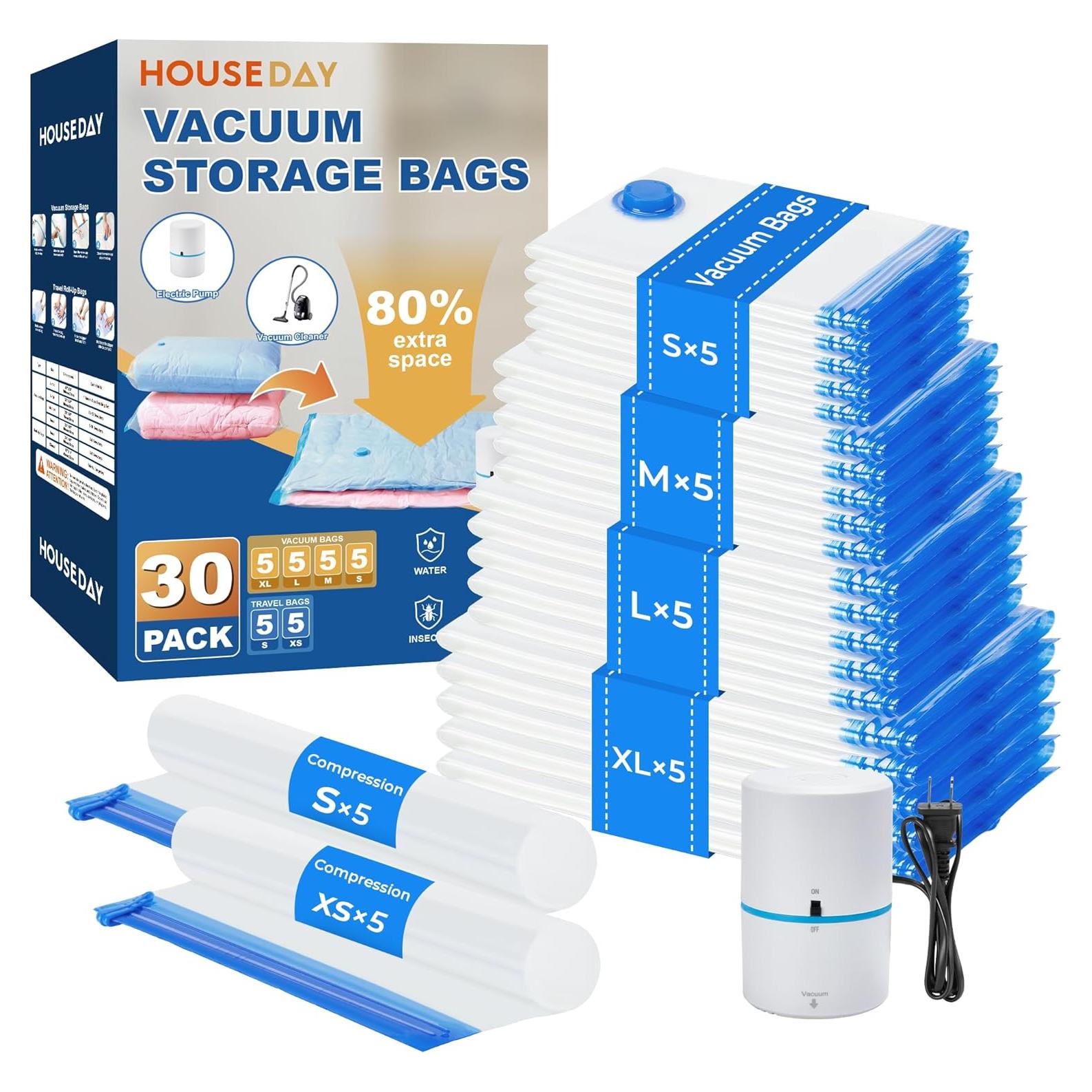 Bolsas de Almacenamiento al Vacío HOUSE DAY 30 Piezas con Bomba
