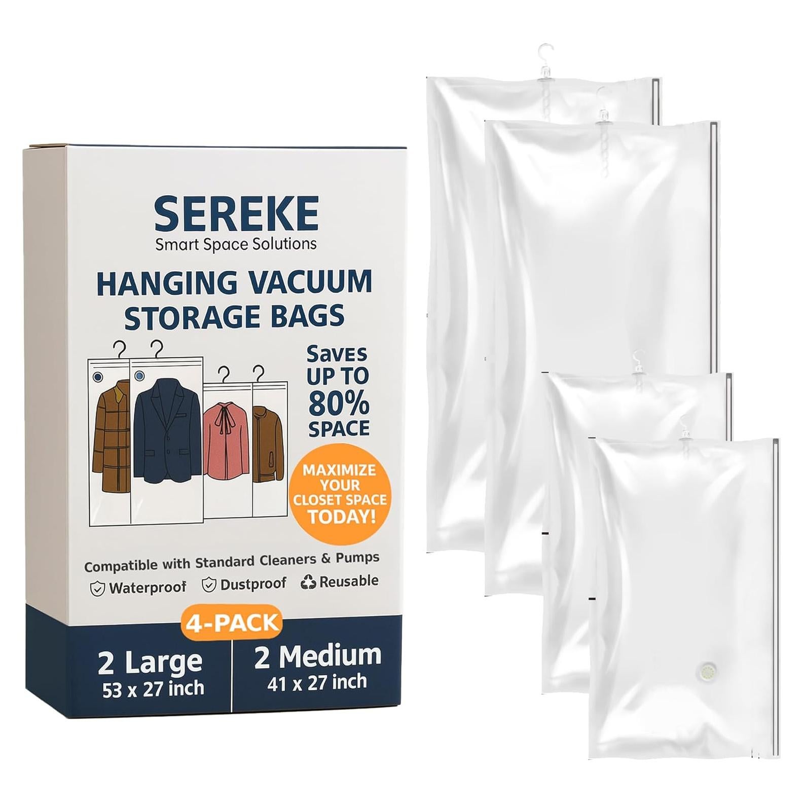 Bolsas de Almacenamiento al Vacío Colgantes SEREKE 4 Piezas