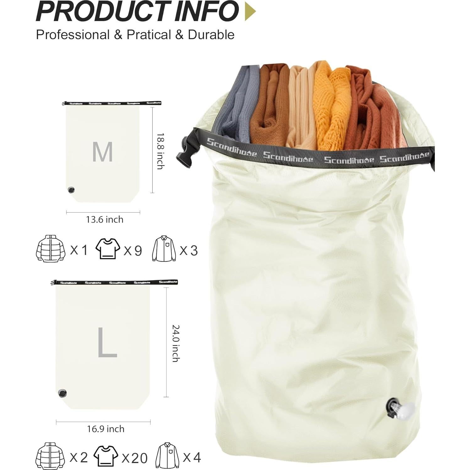 Bolsa de Lavandería al Vacío Scandihome Mediana Blanca