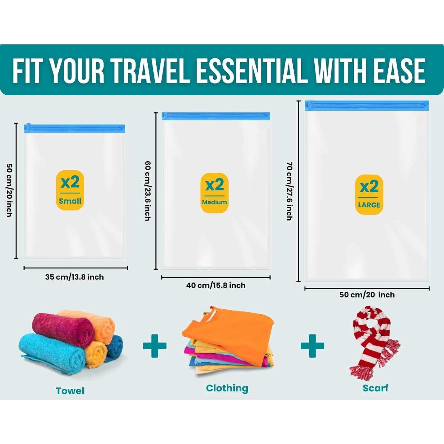 Paquete de 6 Bolsas de Almacenamiento al Vacío YCConcept