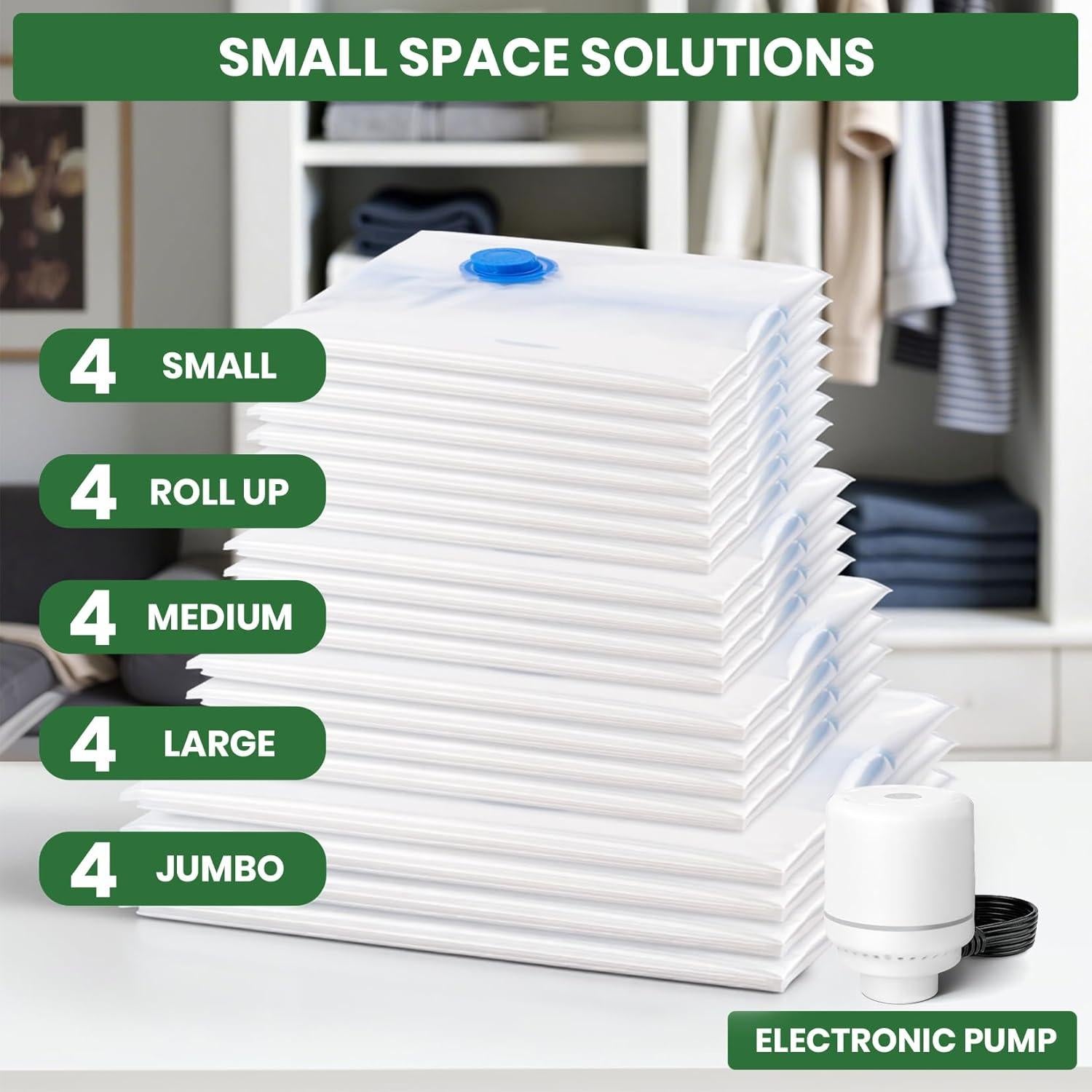 Bolsas de Almacenamiento al Vacío FUNFERY - 20 Piezas con Bomba