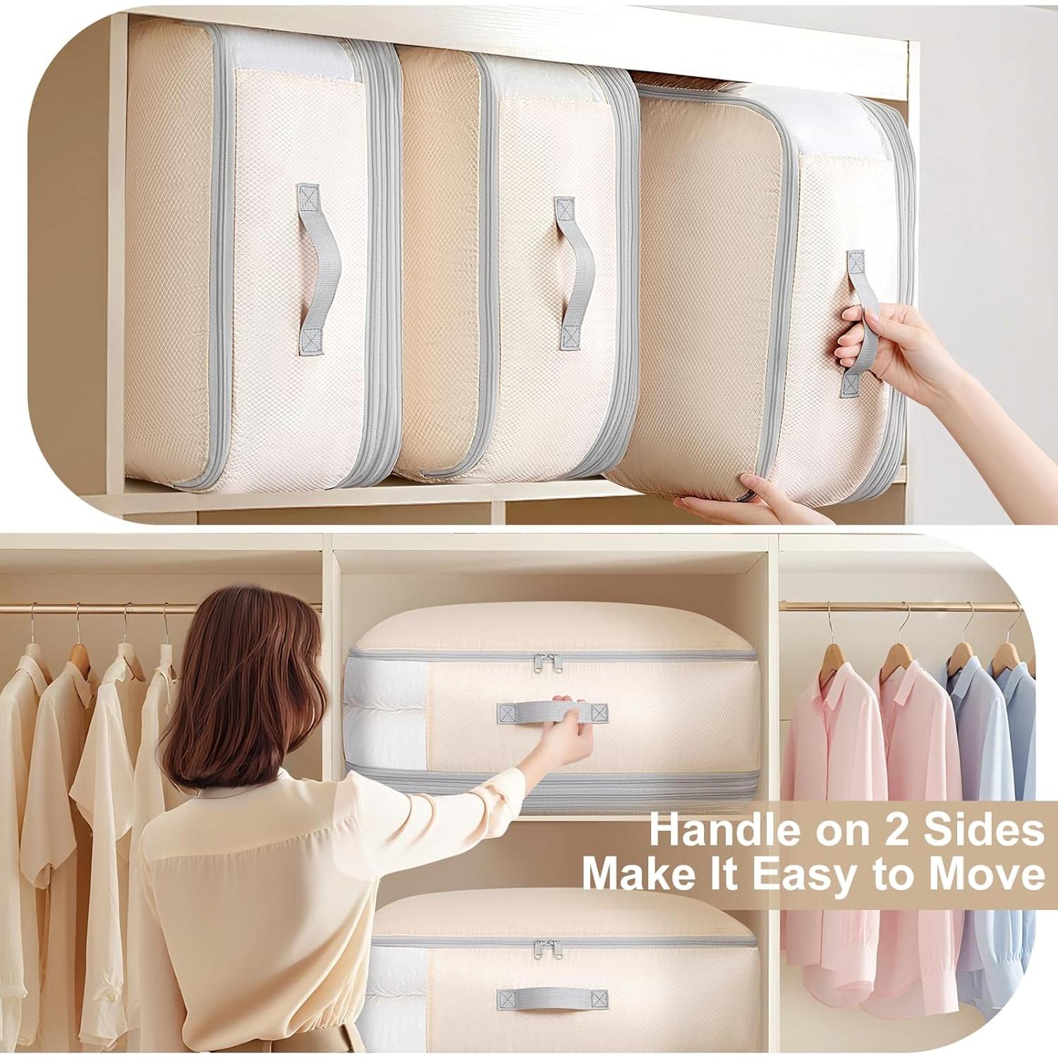 Bolsa de Almacenamiento 130L Easortm - 2 Pack Beige Lavable