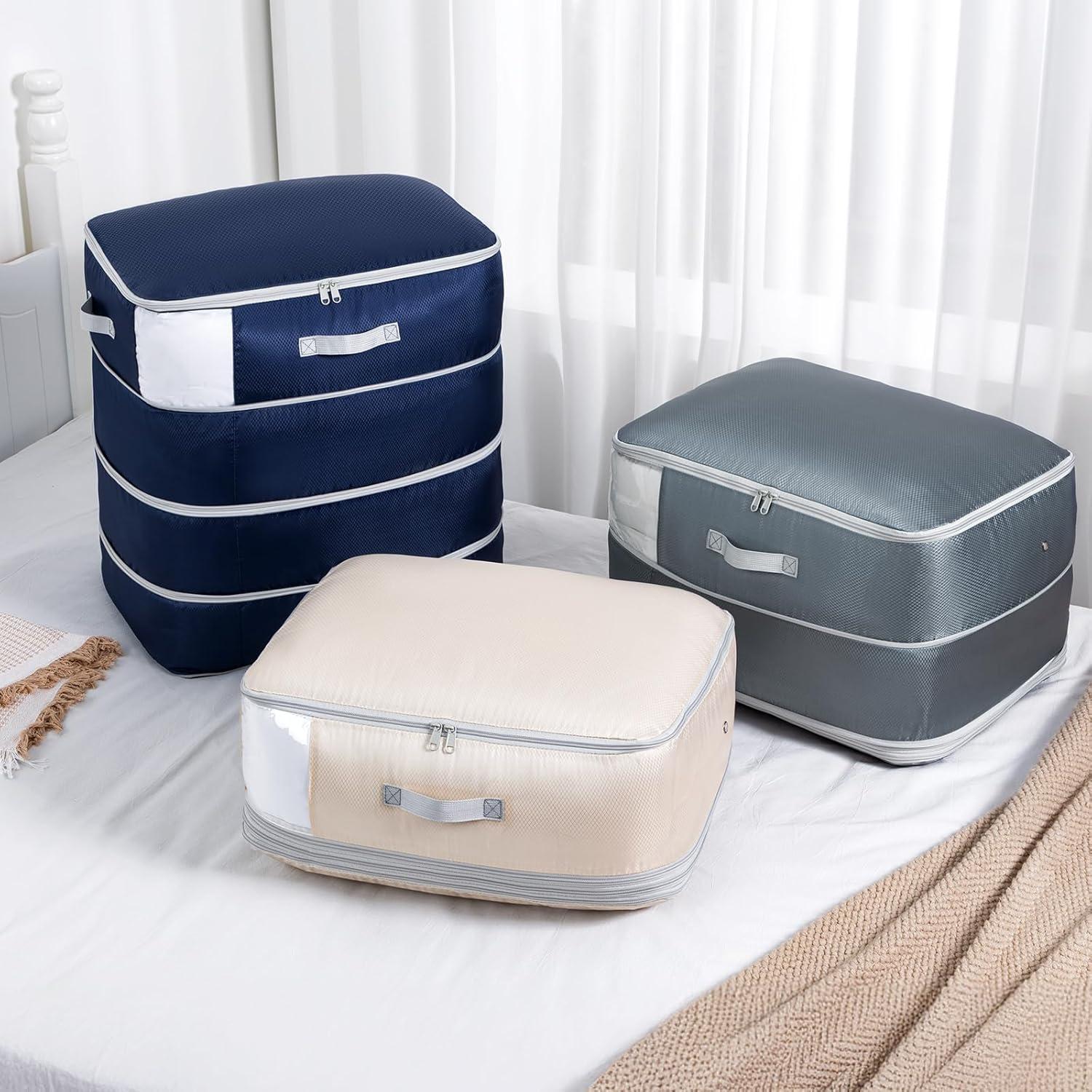 Bolsa de Almacenamiento 130L Easortm - 2 Pack Beige Lavable