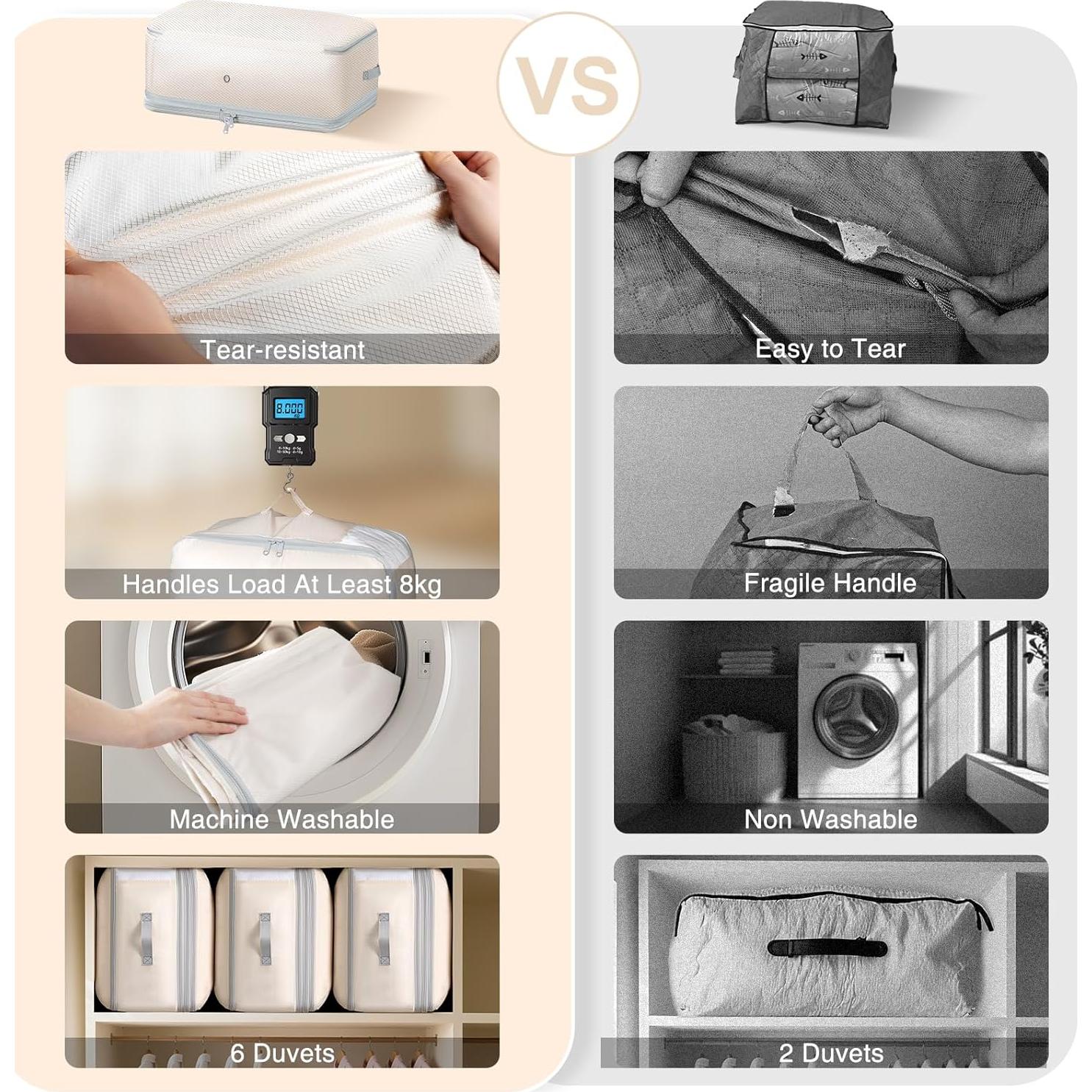 Bolsa de Almacenamiento 130L Easortm - 2 Pack Beige Lavable