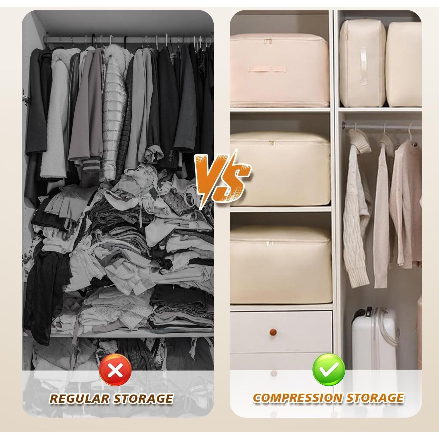 Bolsa de Almacenamiento de Edredón Compresión Automática 135L - oddmmo - 2 Paquete 60x54x42cm