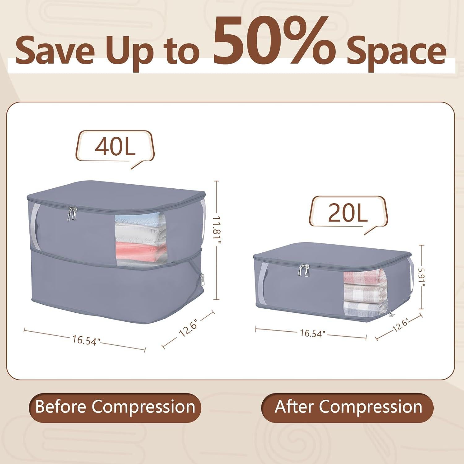 Bolsa de Almacenamiento XFHMYDM 40L Gris para Edredones y Ropa