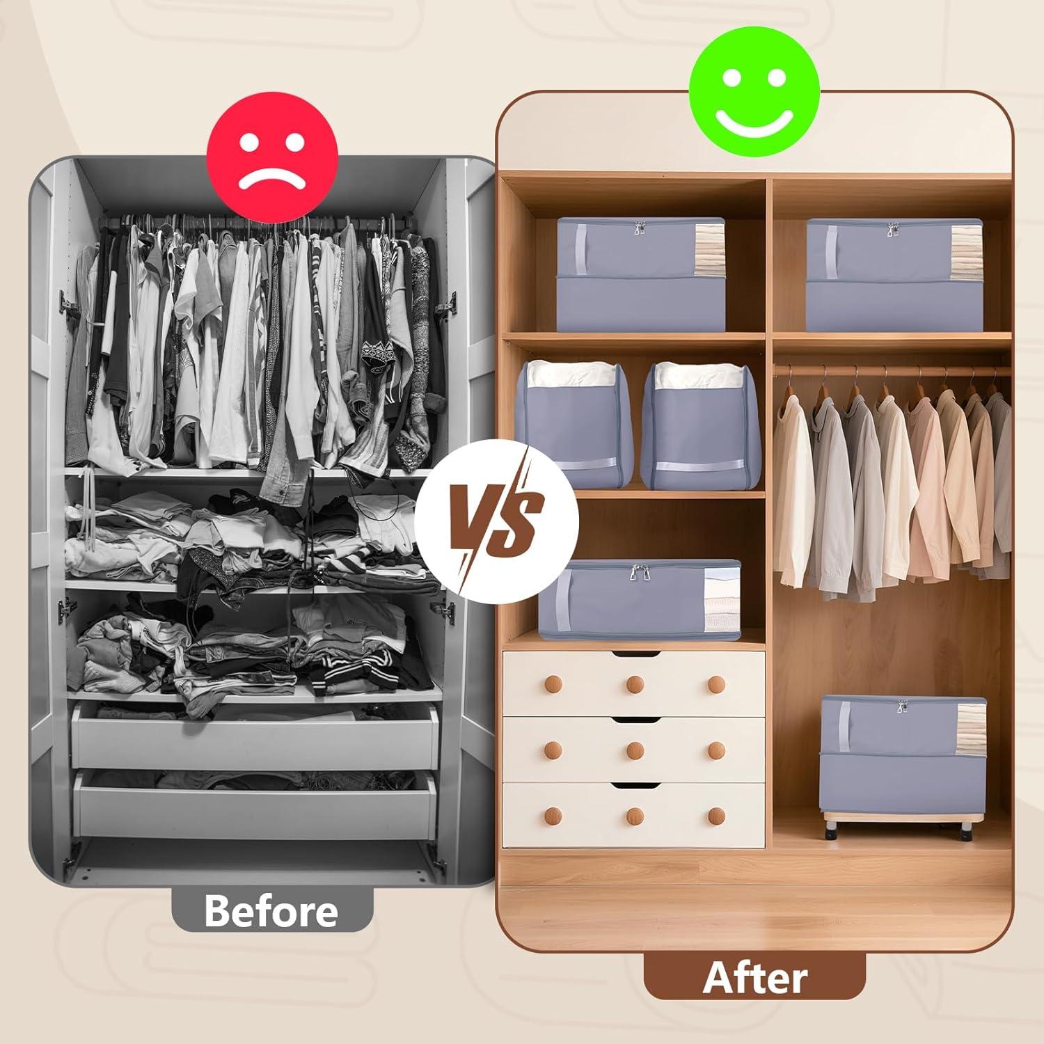 Bolsa de Almacenamiento XFHMYDM 40L Gris para Edredones y Ropa