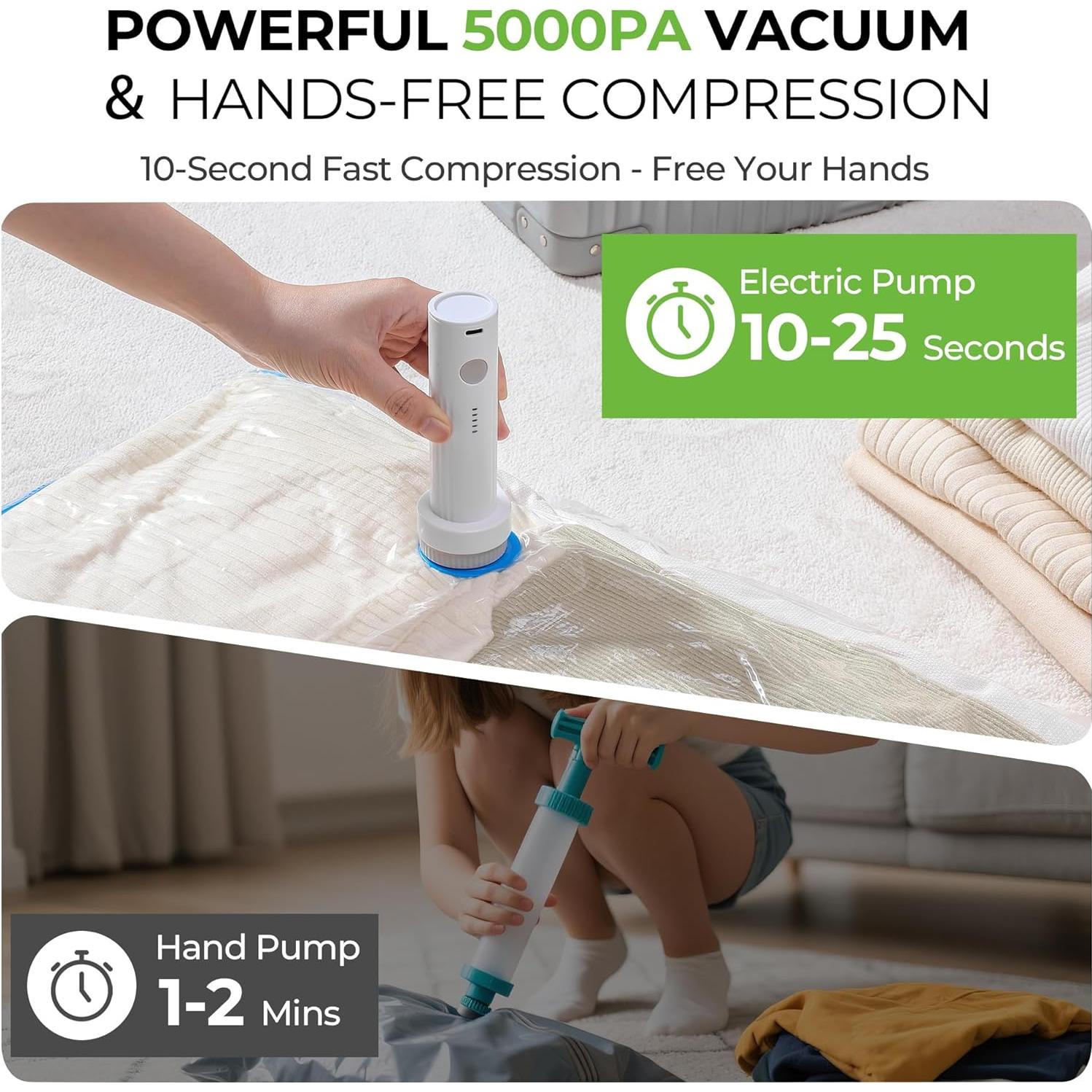 Bolsas de Almacenamiento al Vacío MUIMUICHU 15 Piezas con Bomba