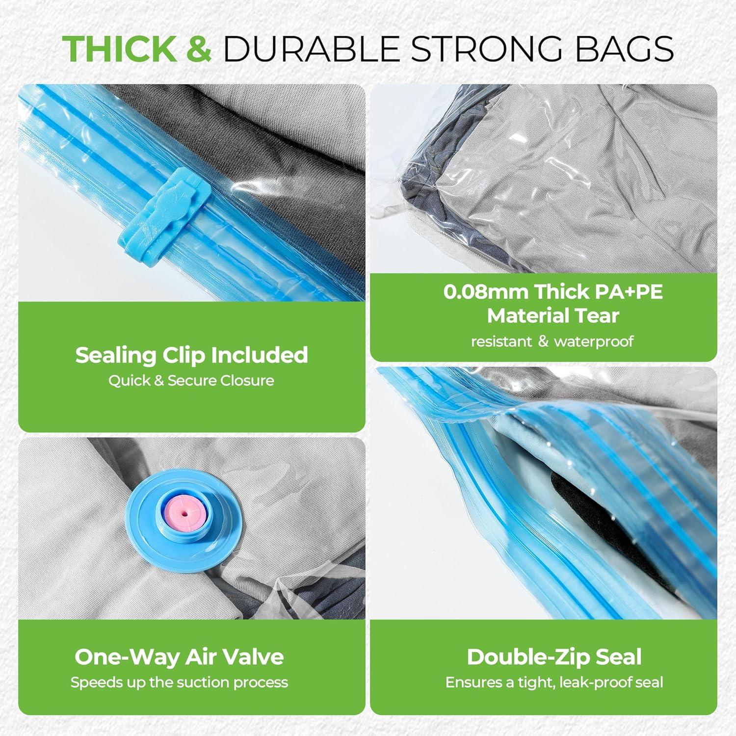 Bolsas de Almacenamiento al Vacío MUIMUICHU 15 Piezas con Bomba