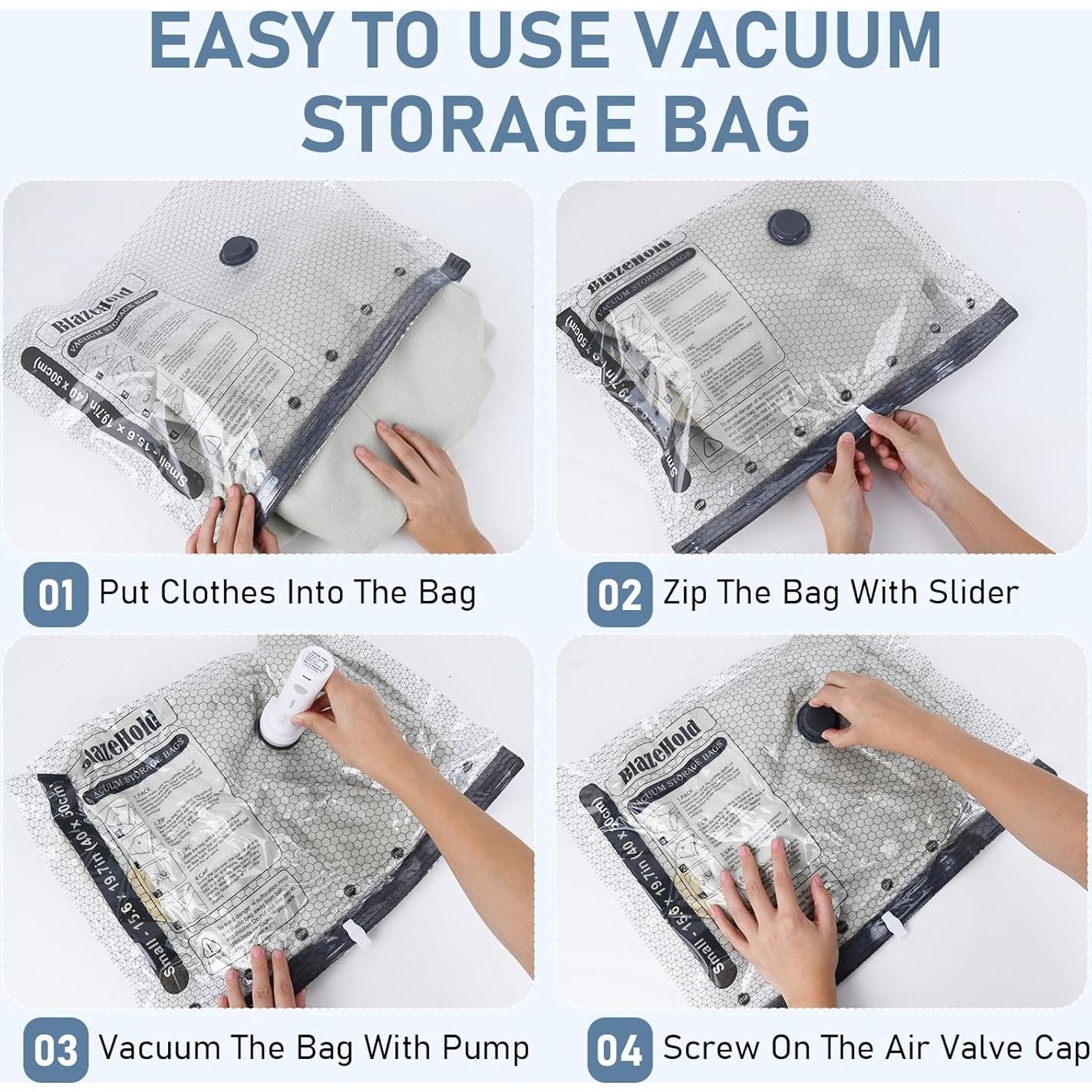 20 Bolsas de Almacenamiento al Vacío BlazeHold con Bomba Eléctrica