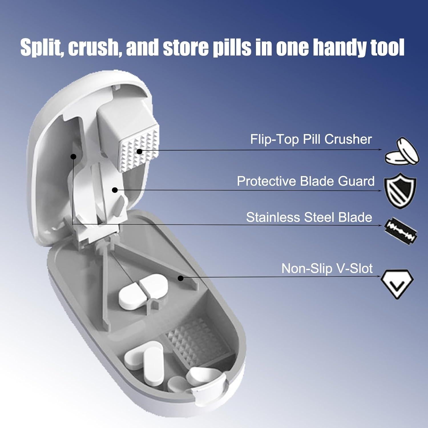 Cortador de Pastillas AZJCKEW Blanco 2 en 1 con Organizador
