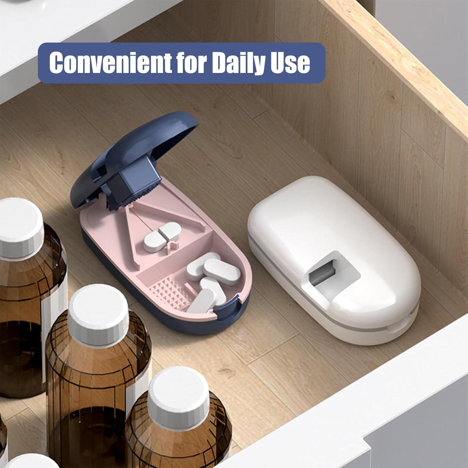 Cortador de Pastillas AZJCKEW Blanco 2 en 1 con Organizador