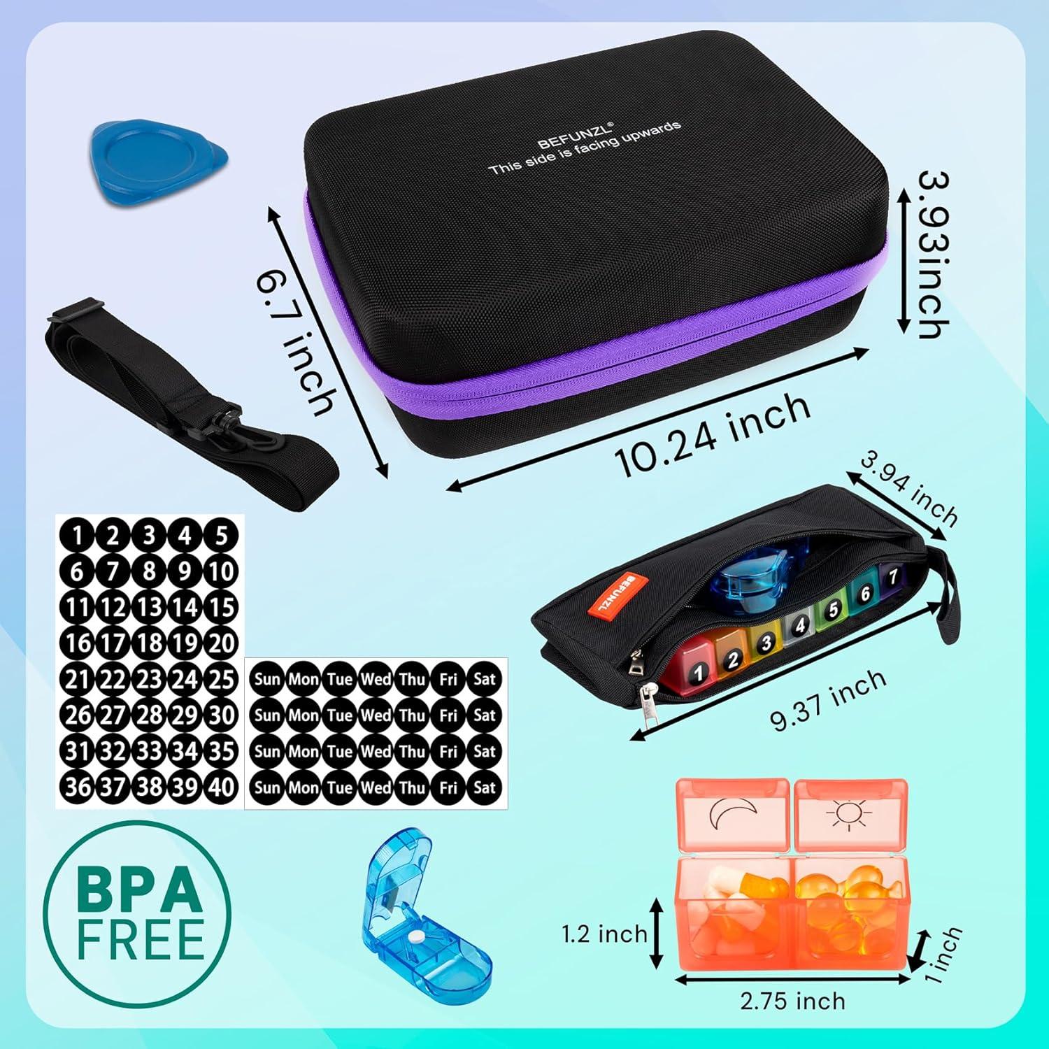 Organizador de Pastillas Mensual BEFUNZL 31 Días Púrpura 2 Veces al Día