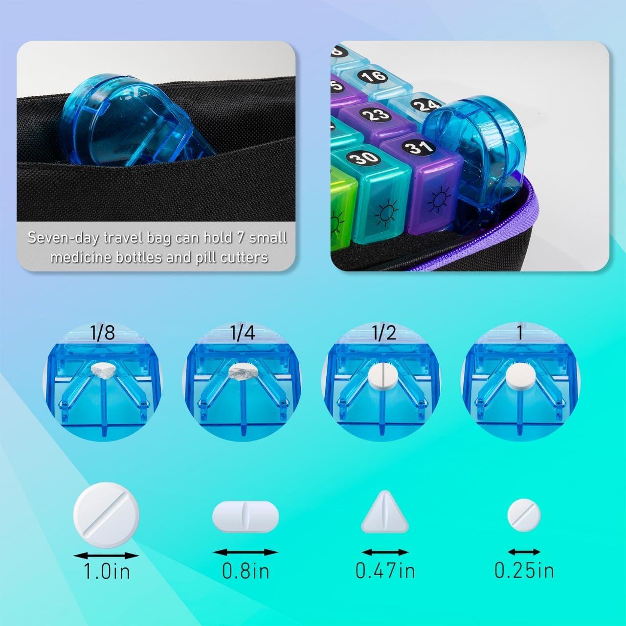 Organizador de Pastillas Mensual BEFUNZL 31 Días Púrpura 2 Veces al Día