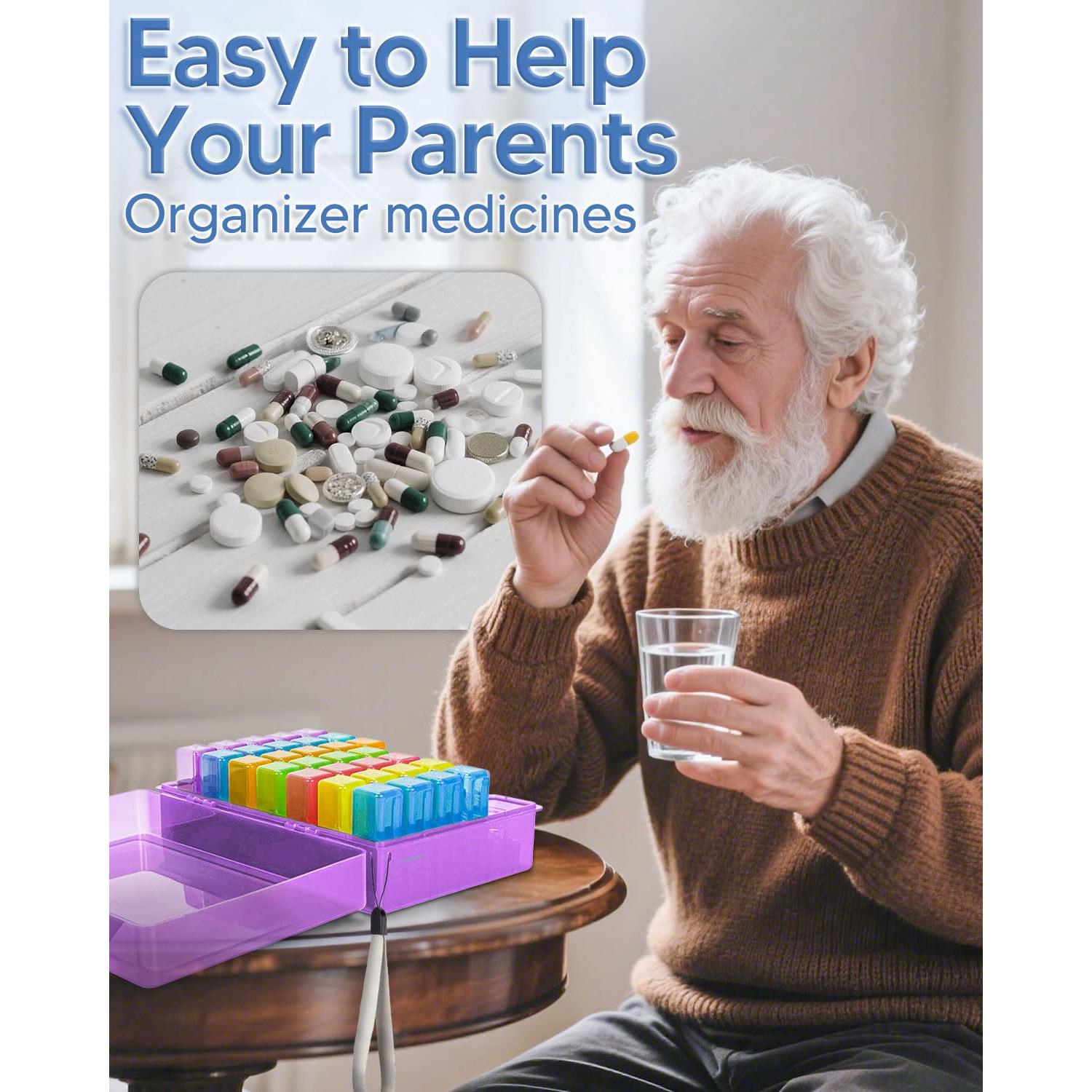 Organizador de Pastillas Mensual Friwole 2 Veces al Día Púrpura