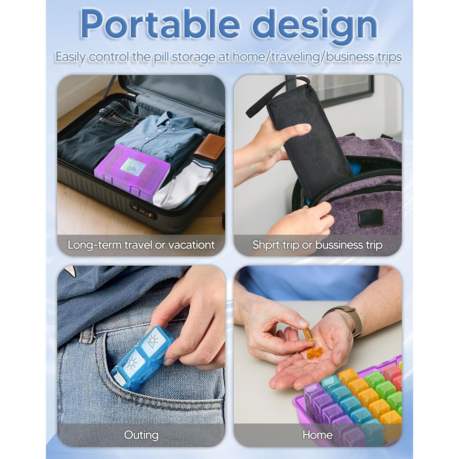 Organizador de Pastillas Mensual Friwole 2 Veces al Día Púrpura