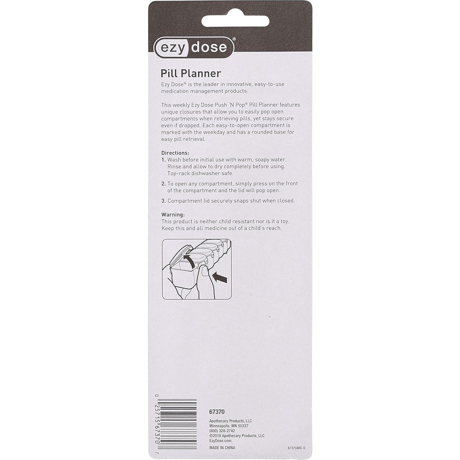 Planificador Semanal de Pastillas Ezy Dose 7 Días - Organizador Grande