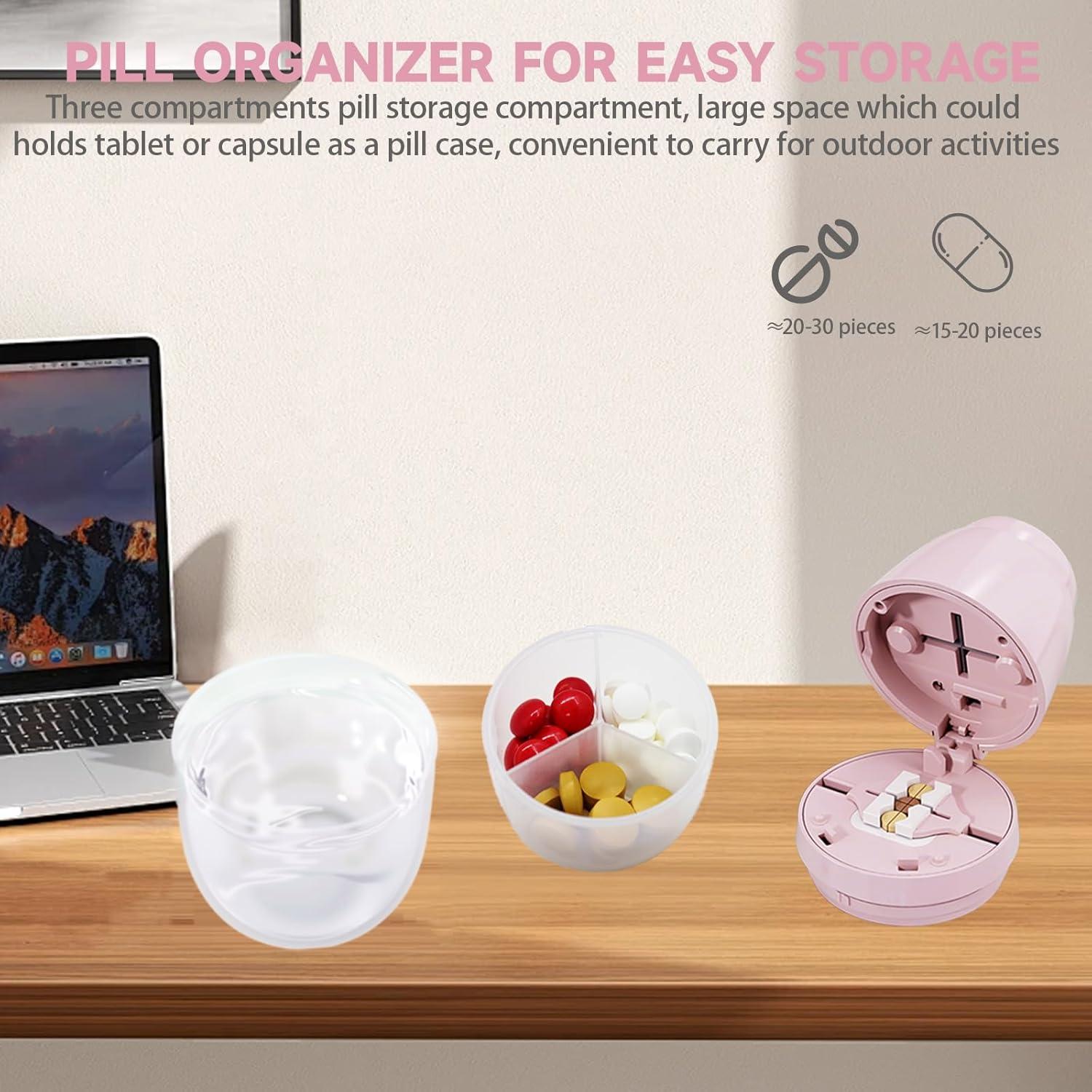 Cortador de Pastillas Yuxiu Tech con Taza y Almacenamiento Rosa