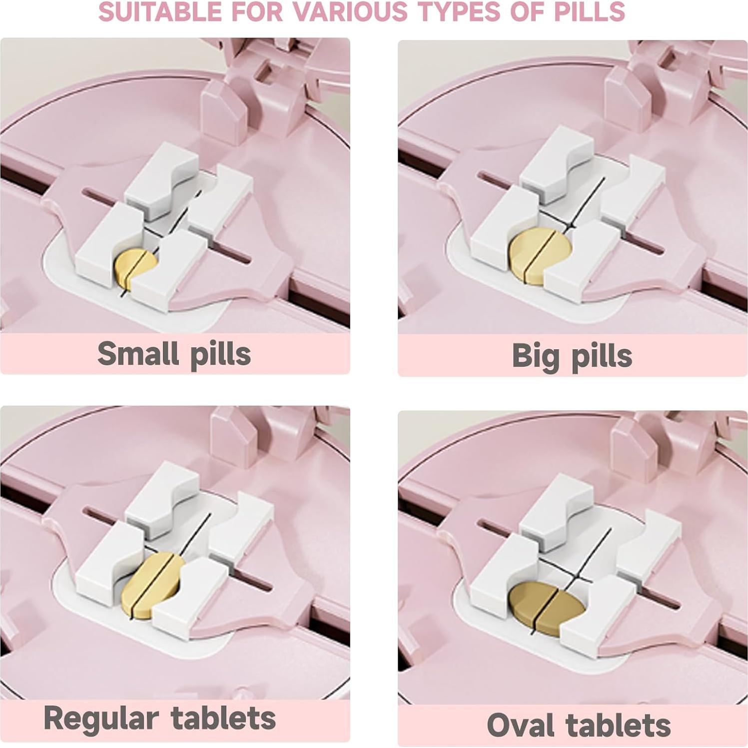 Cortador de Pastillas Yuxiu Tech con Taza y Almacenamiento Rosa