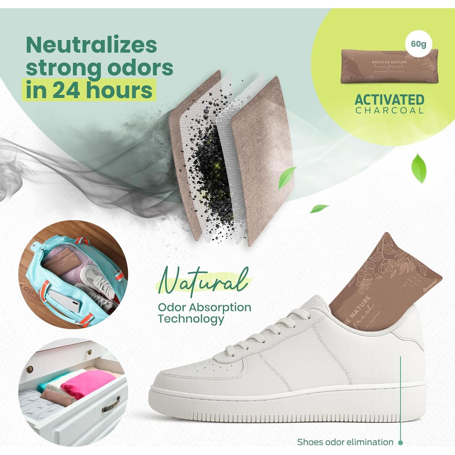 Insertos Desodorantes para Zapatos Roonin - Carbón Activado - Paquete de 2