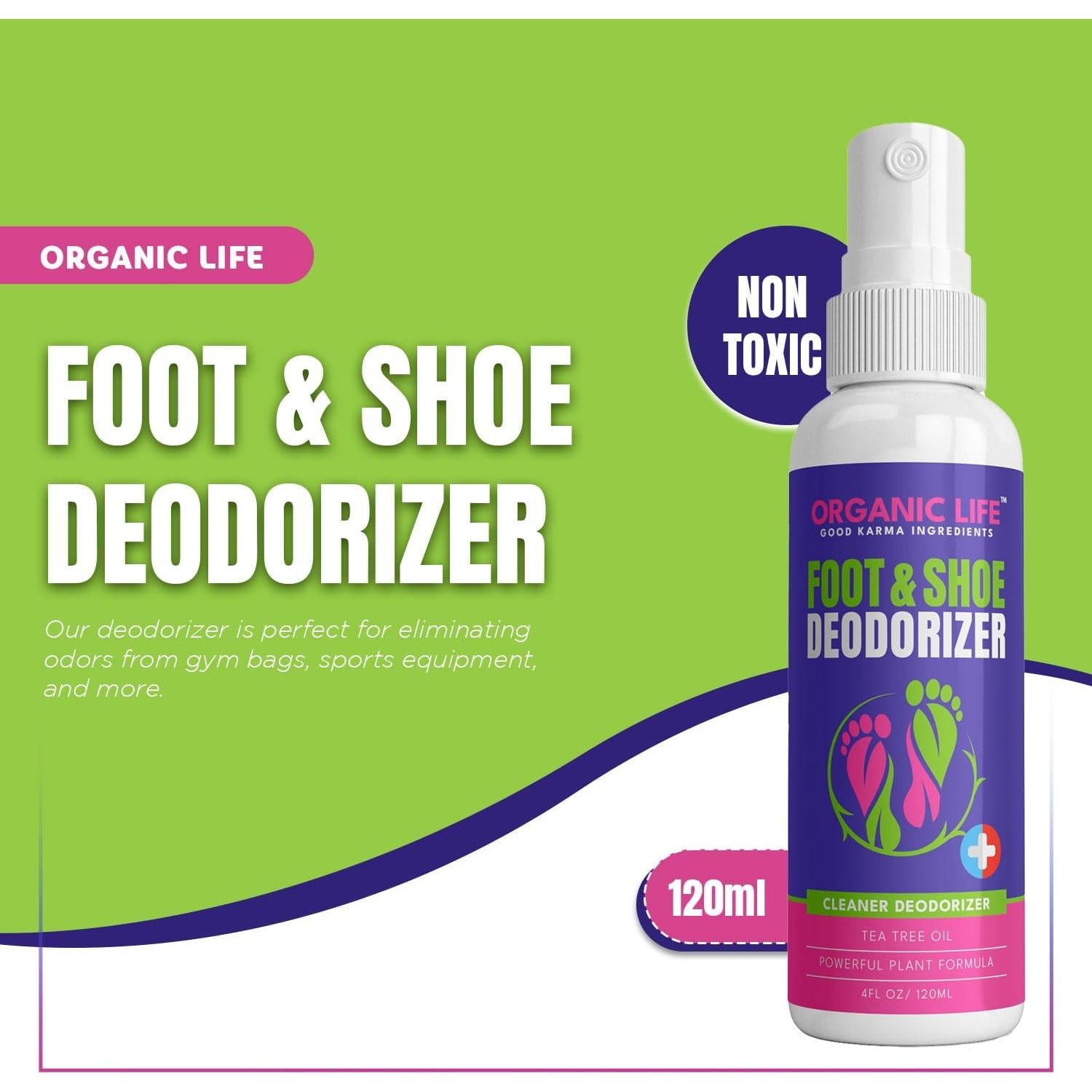Desodorante en Spray para Zapatos Organic Life 113g - Aceite de Árbol de Té y Hamamelis