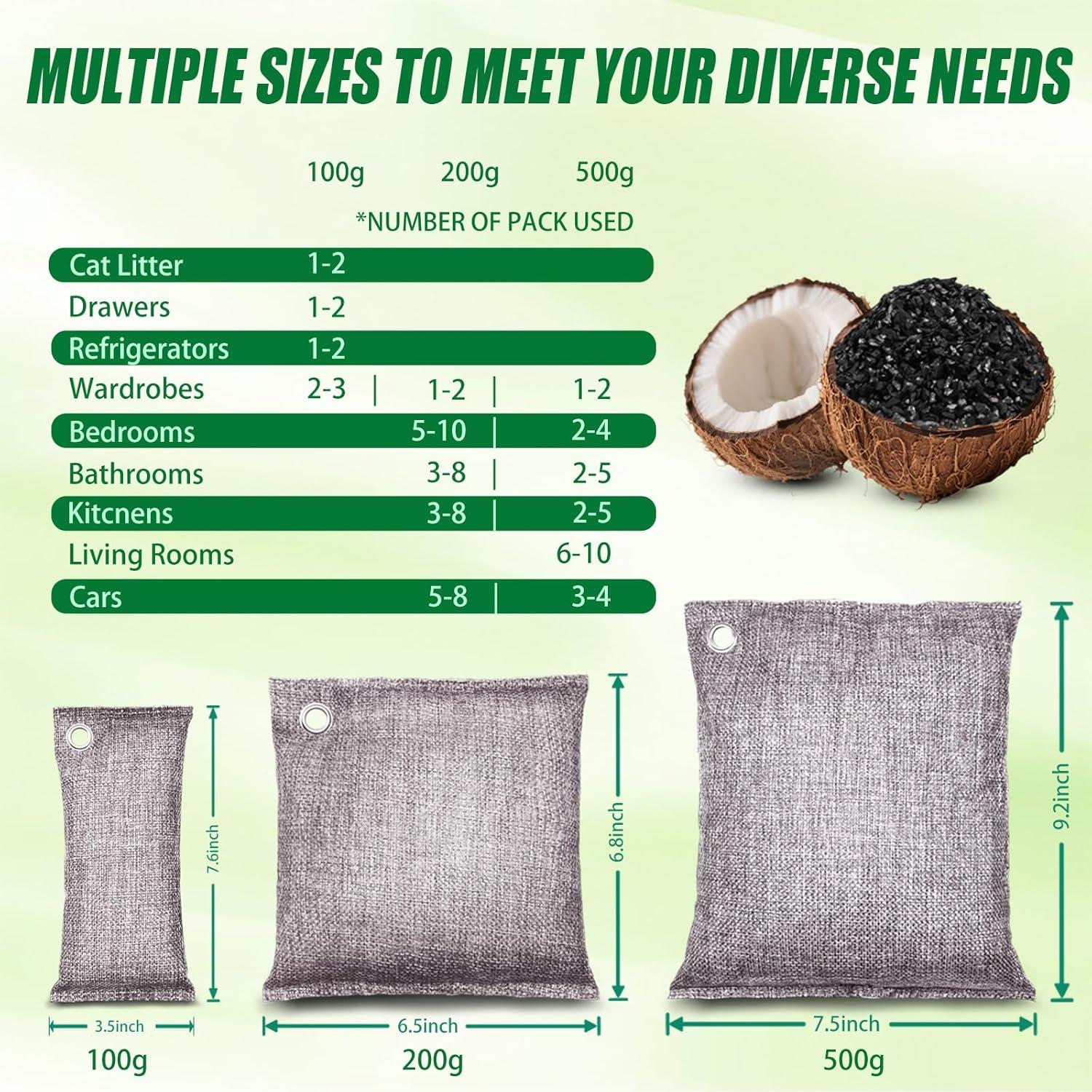 Bolsas de Carbón Activado HANYAN 200g - Eliminador de Olores