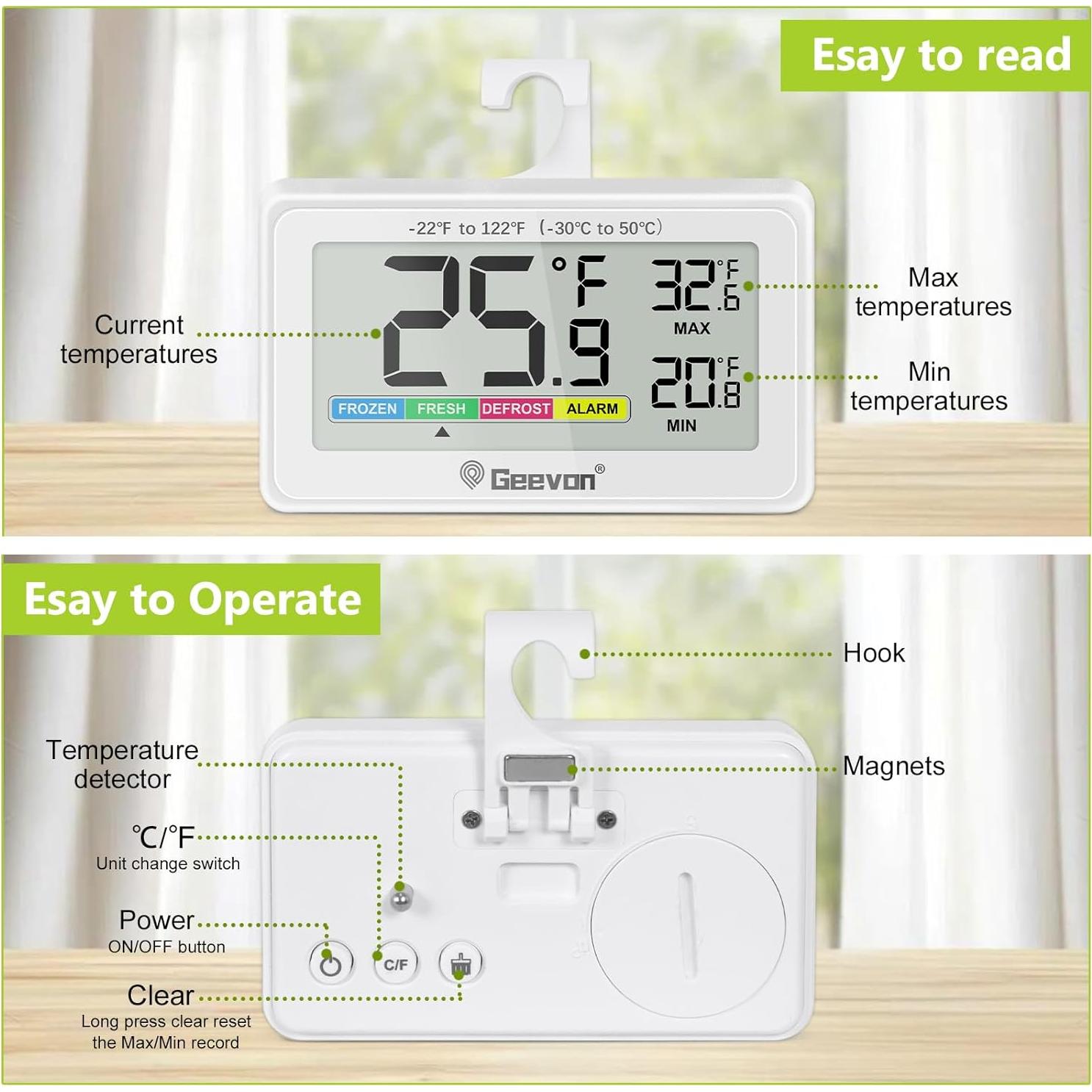 Termómetro Digital Geevon para Refrigerador IP65 Pantalla LCD