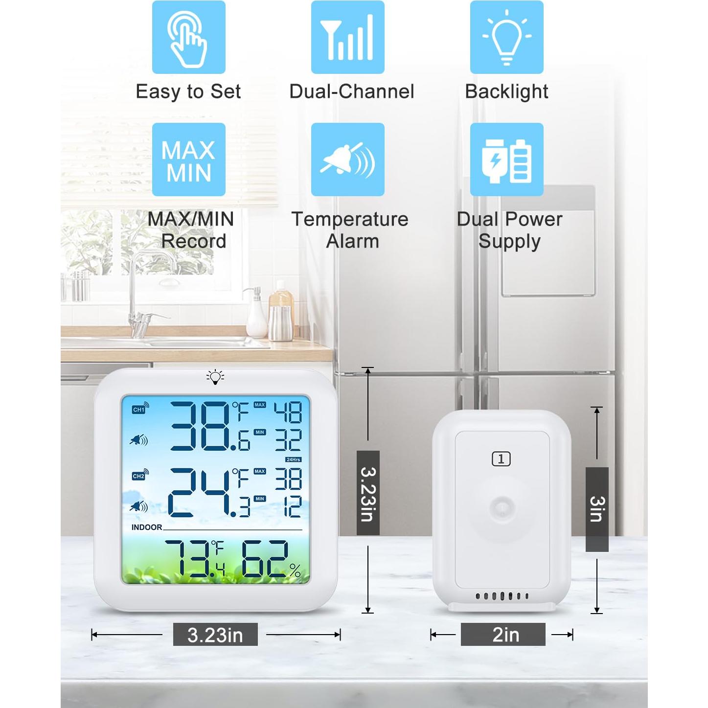 Termómetro Inalámbrico Bomivoi para Refrigerador y Congelador